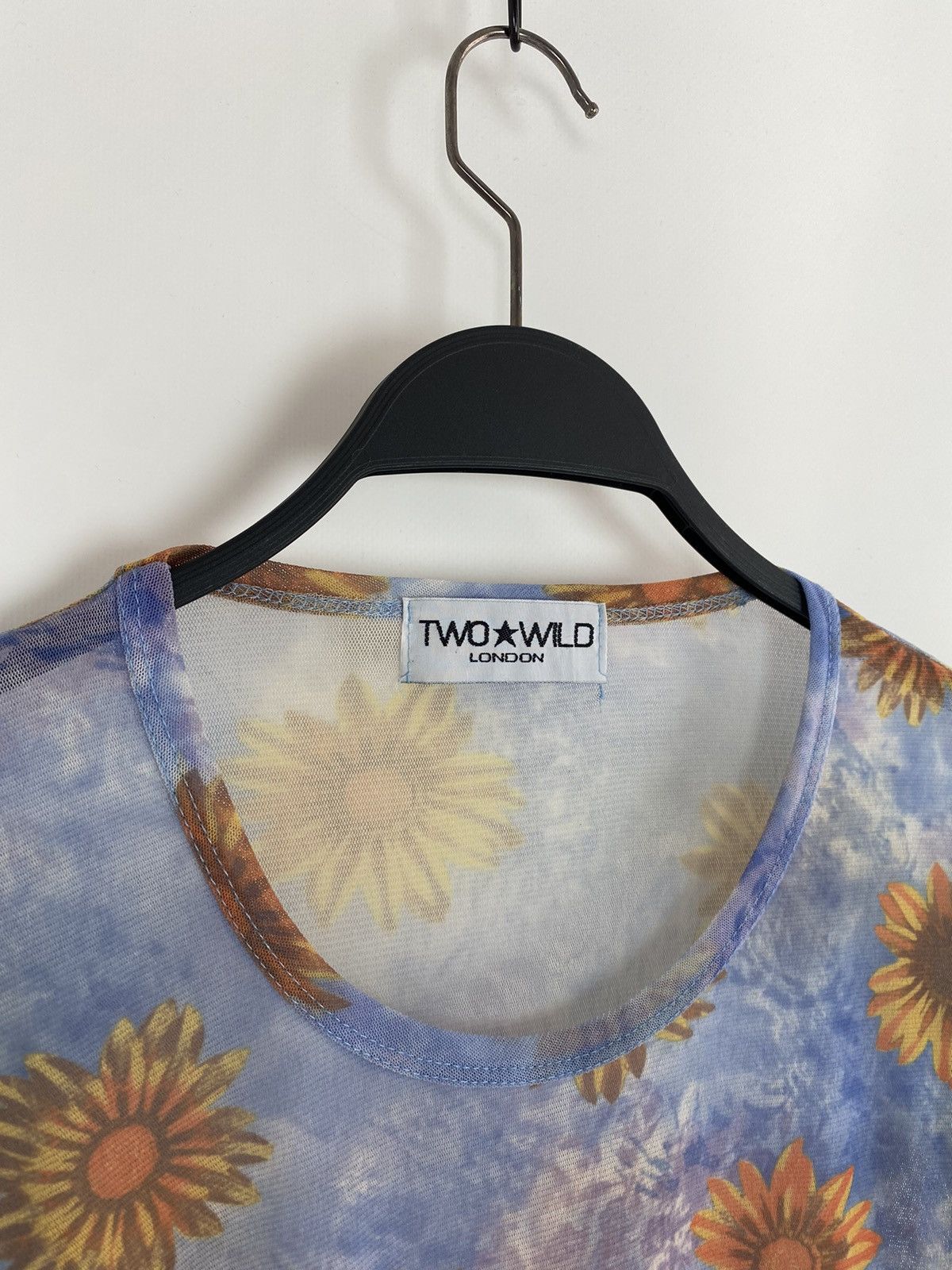 Vintage Y2K Vintage Two Wild London Floral Sky Blue Mesh Top Size S / US 4 / IT 40 - 4 Thumbnail