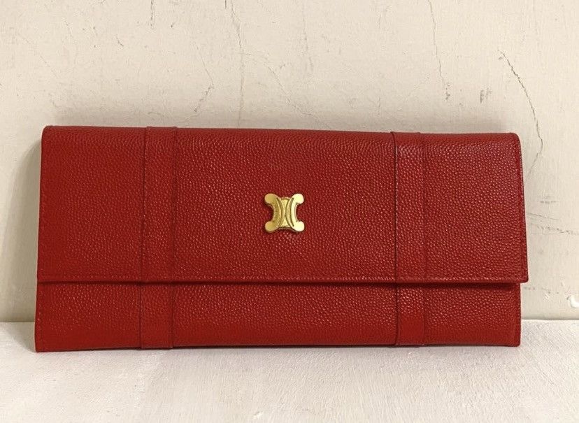 Celine Authentic Vintage CELINE Triomphe Wallet-Grained Calfskin Size ONE SIZE - 1 Thumbnail