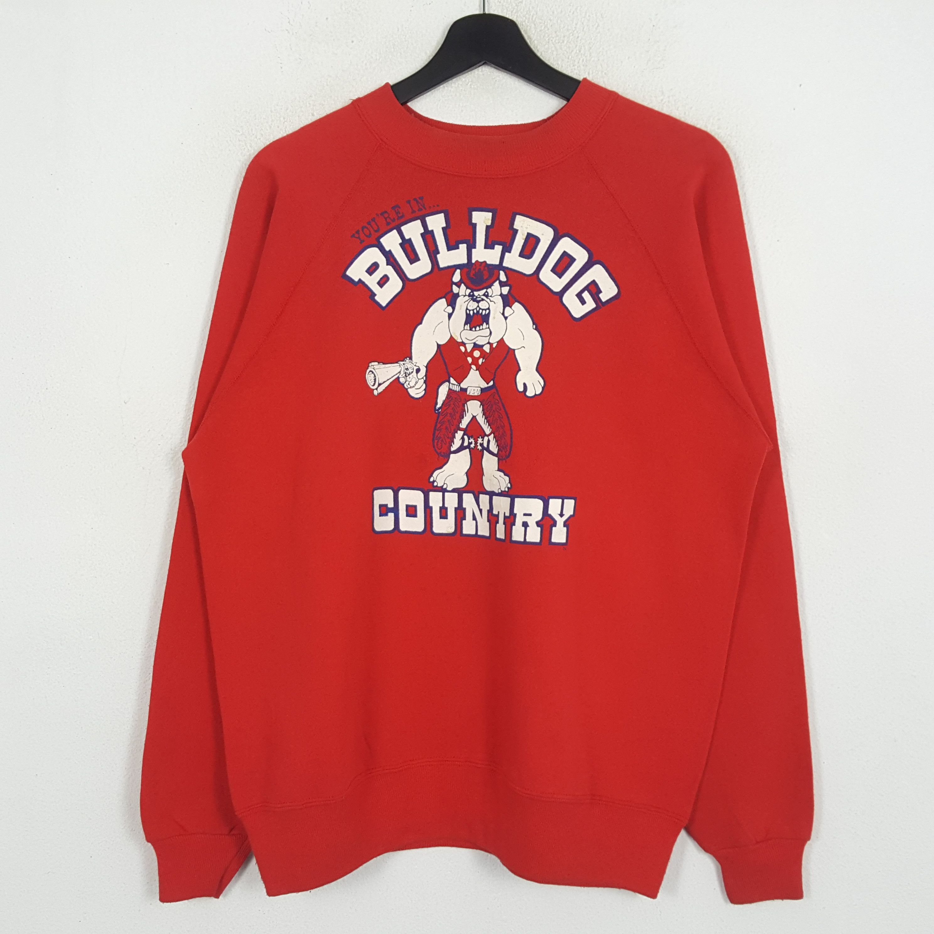 image of Hanes x Vintage Bulldog Country Streetwear Style Vintage Sweatshirt in Red, Men's (Size Large)