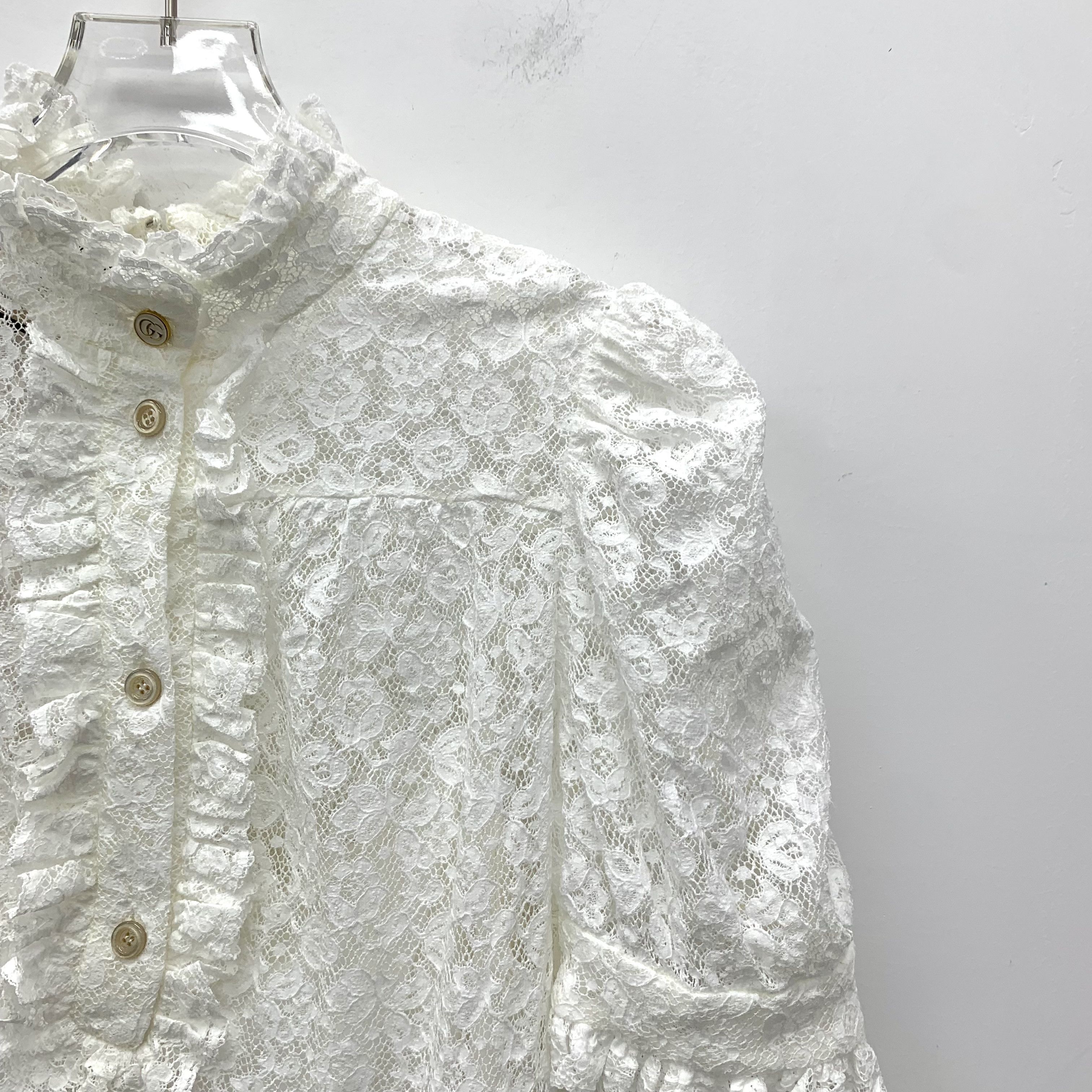 Gucci Gucci Lace Dress – White Floral Ruffle-Edge (Size M) Size M / US 6-8 / IT 42-44 - 7 Thumbnail