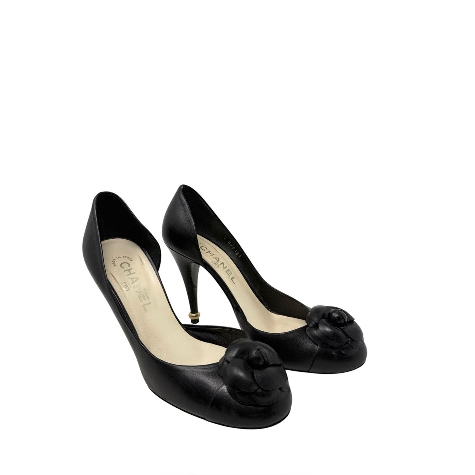 Chanel Chanel CC Black Leather Camellia Half D’Orsay Pumps Size 39 Size US 9 / IT 39 - 2 Thumbnail