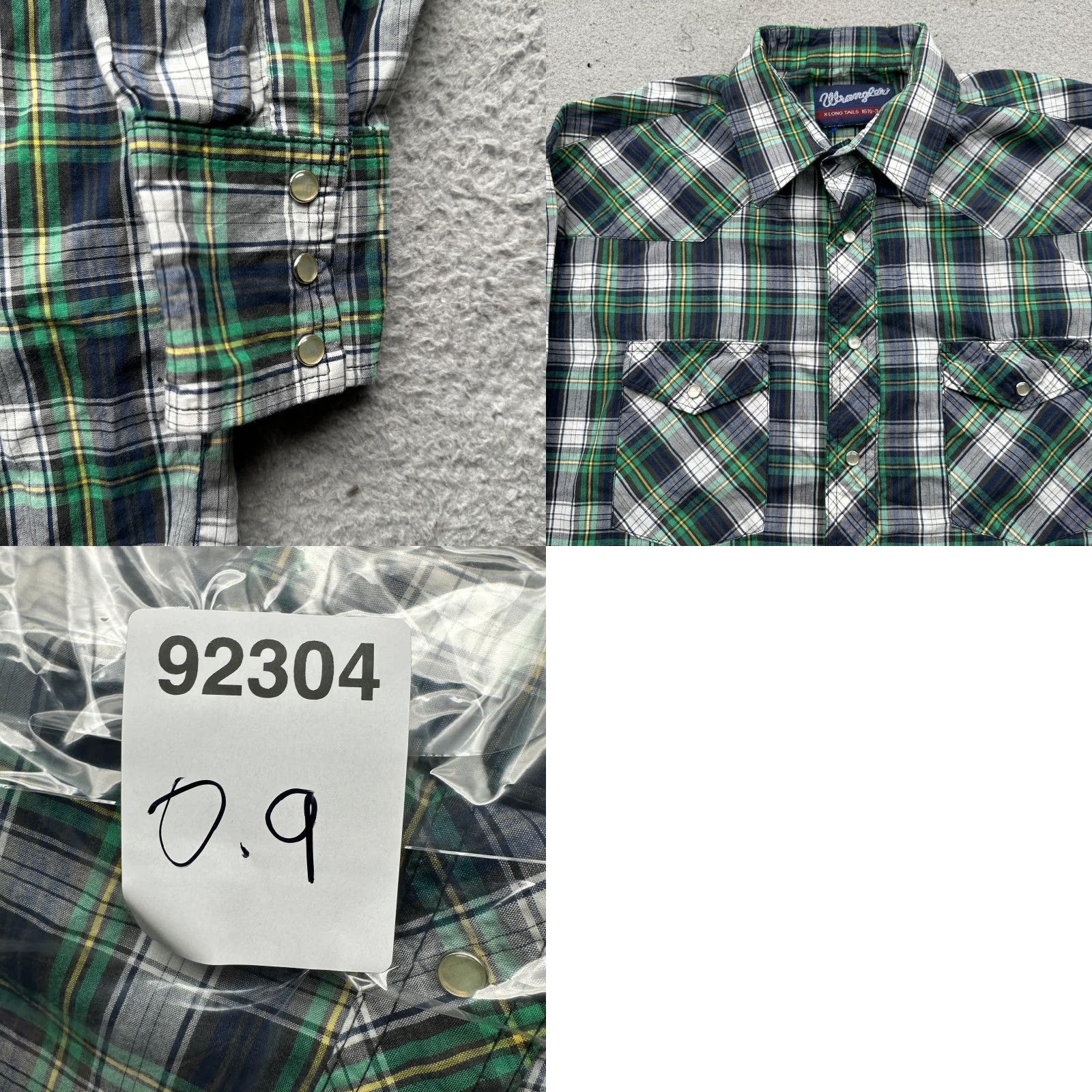 Wrangler Wrangler Shirt Plaid Green Pearl Snap X-Long Tail 16.5 34 Large Mens Green Pockets VINTAGE? Size US S / EU 44-46 / 1 - 8 Thumbnail