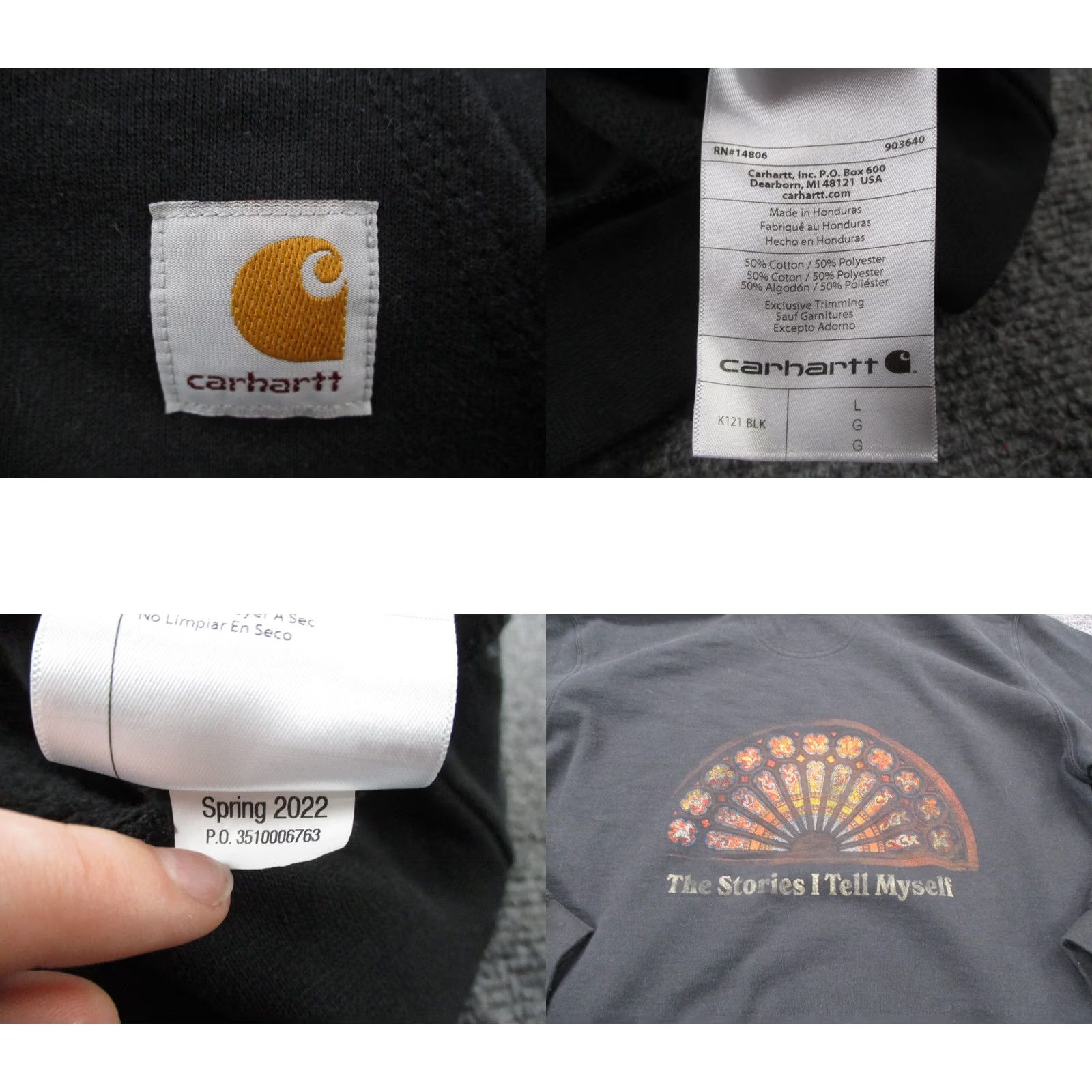 Carhartt Carhartt Hoodie Mens L Black Graphic Print Sweatshirt Pullover Hooded Pockets Thermal Knit Cotton Polyester Regular Size Type: L/Black Size US L / EU 52-54 / 3 - 8 Thumbnail