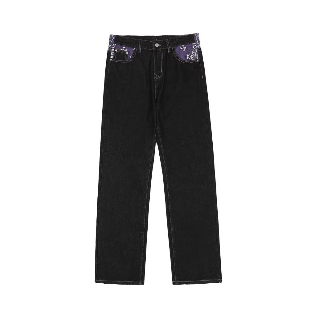Japanese Brand × Jean Men's Letter Print Contrast Color Stitching Jeans Size US 32 / EU 48 - 2 Thumbnail