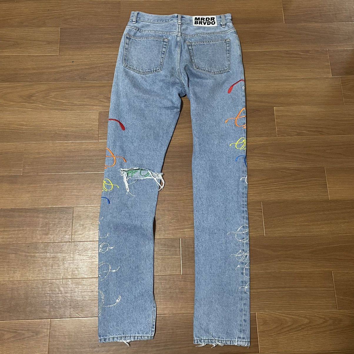 Off-White Off White Ev Bravado Crystal Distressed Denim Jeans Size US 30 / EU 46 - 2 Thumbnail