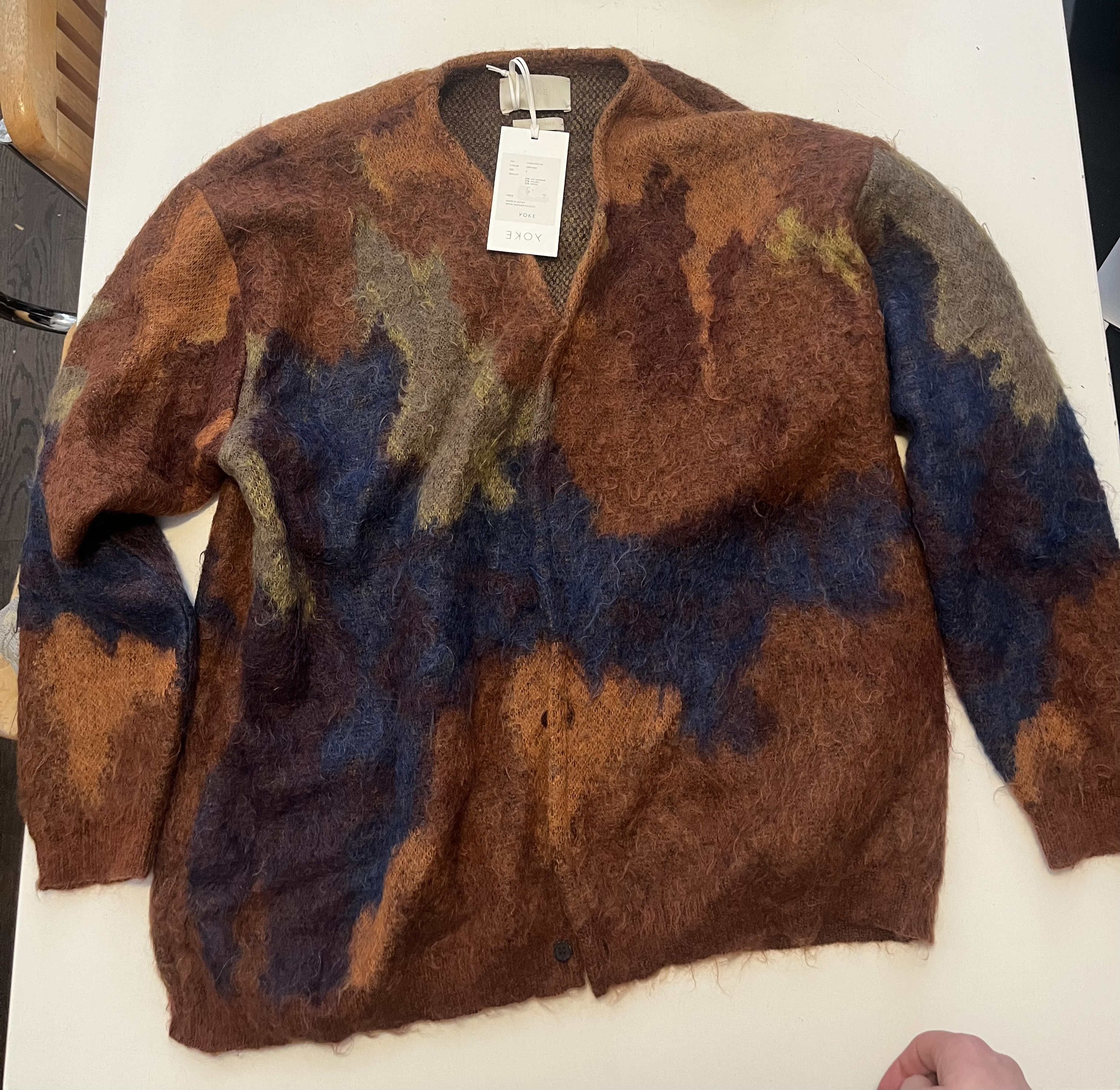 image of Yoke Still Jacquard Mohair Cardigan Aw22, Men's (Size Large)