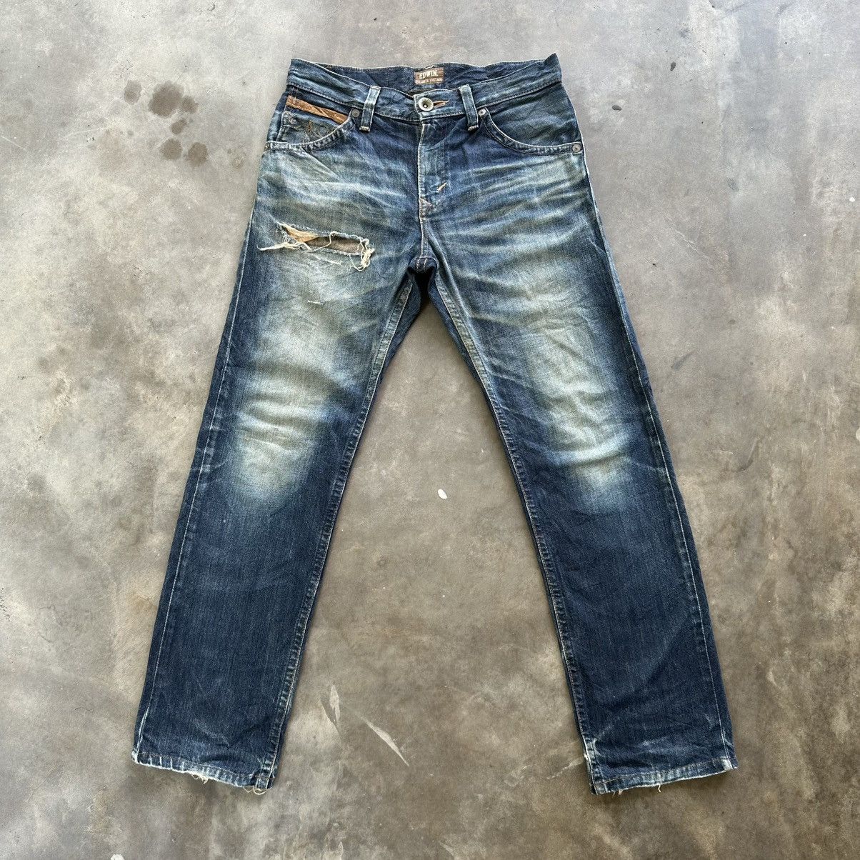 Vintage Rusty Edwin Distressed Faded Denim Jean Pant W30
