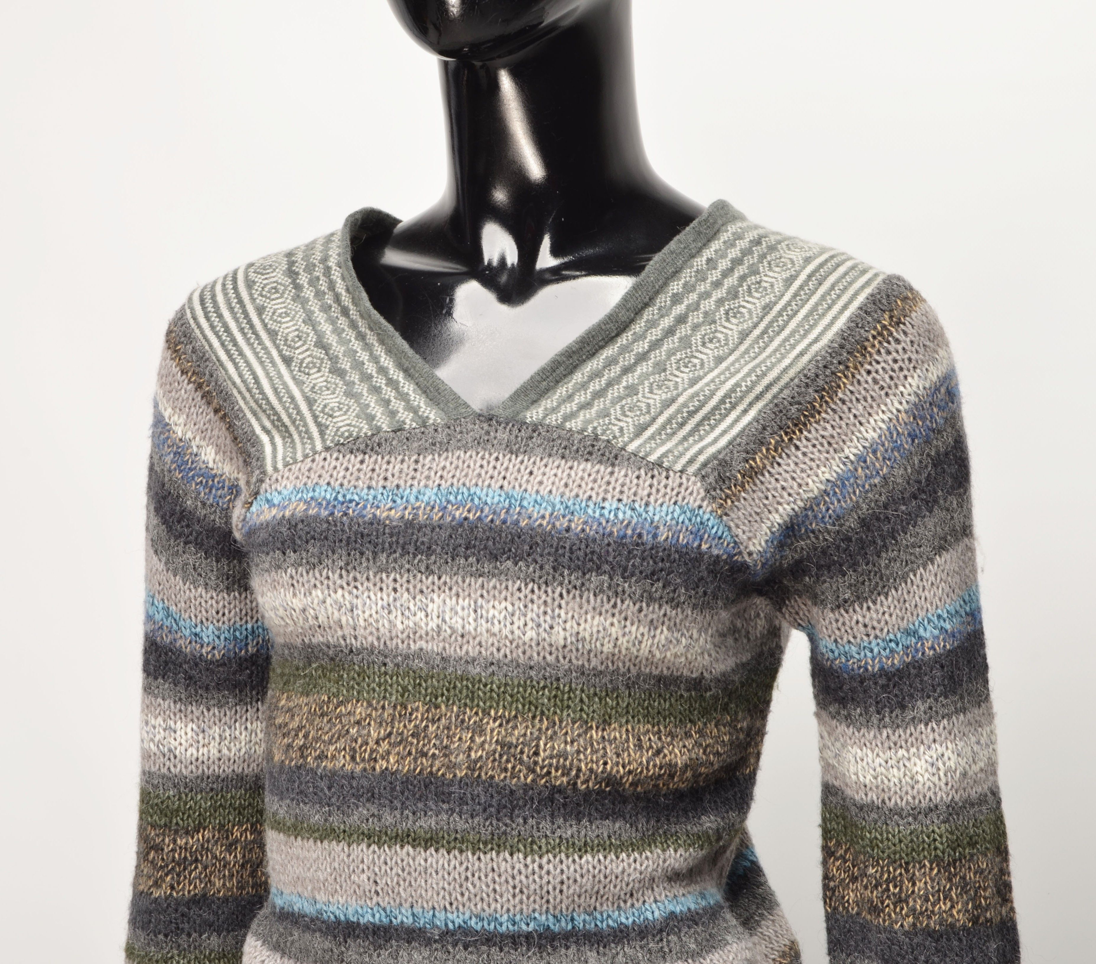 Vintage Vintage Kookai Y2K Striped Wool Alpaca Blend Sweater Size S / US 4 / IT 40 - 2 Thumbnail