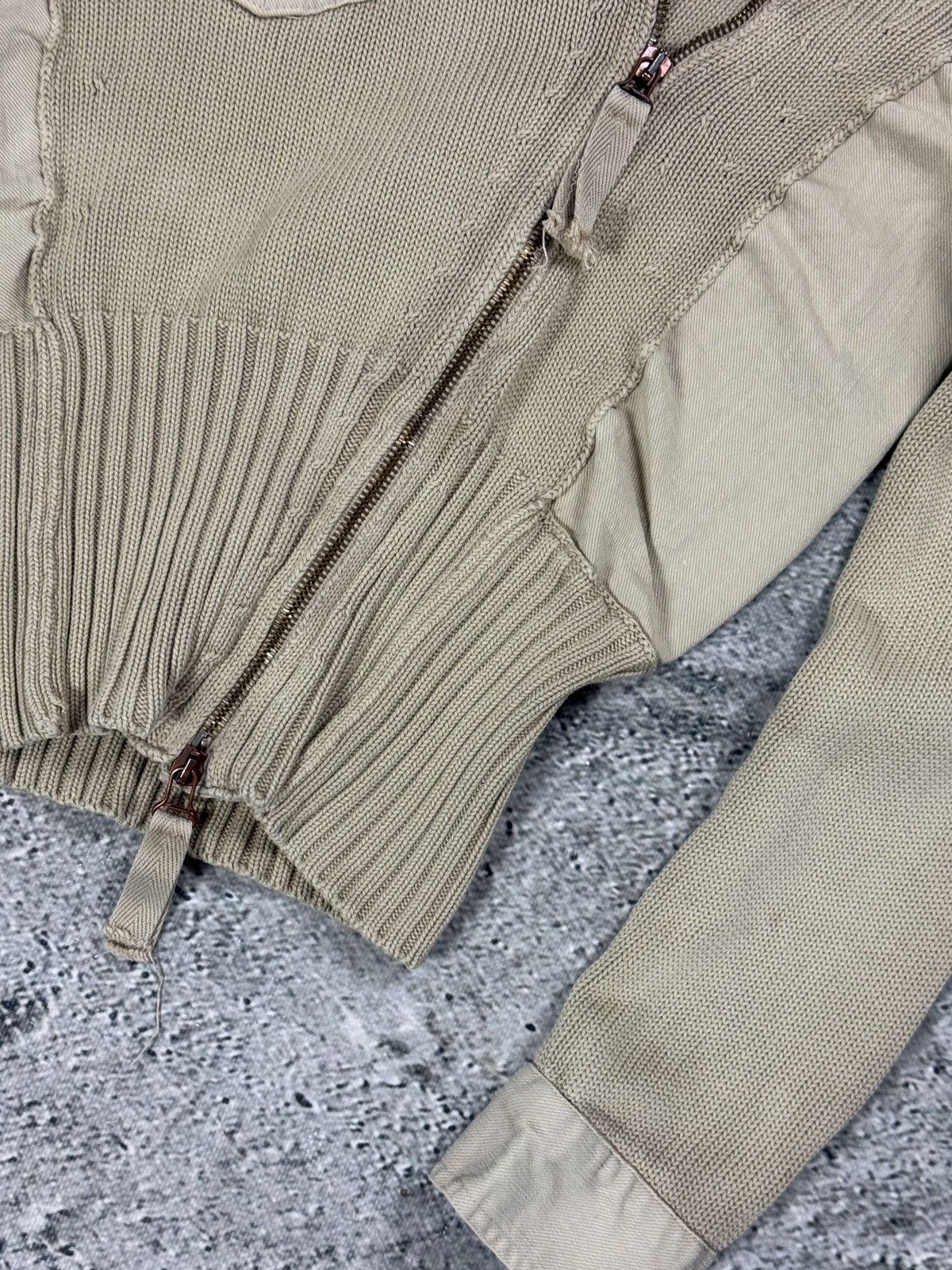 Armani Emporio Armani sweater avant garde beige Y2K knit zip swag Size S / US 4 / IT 40 - 2 Thumbnail