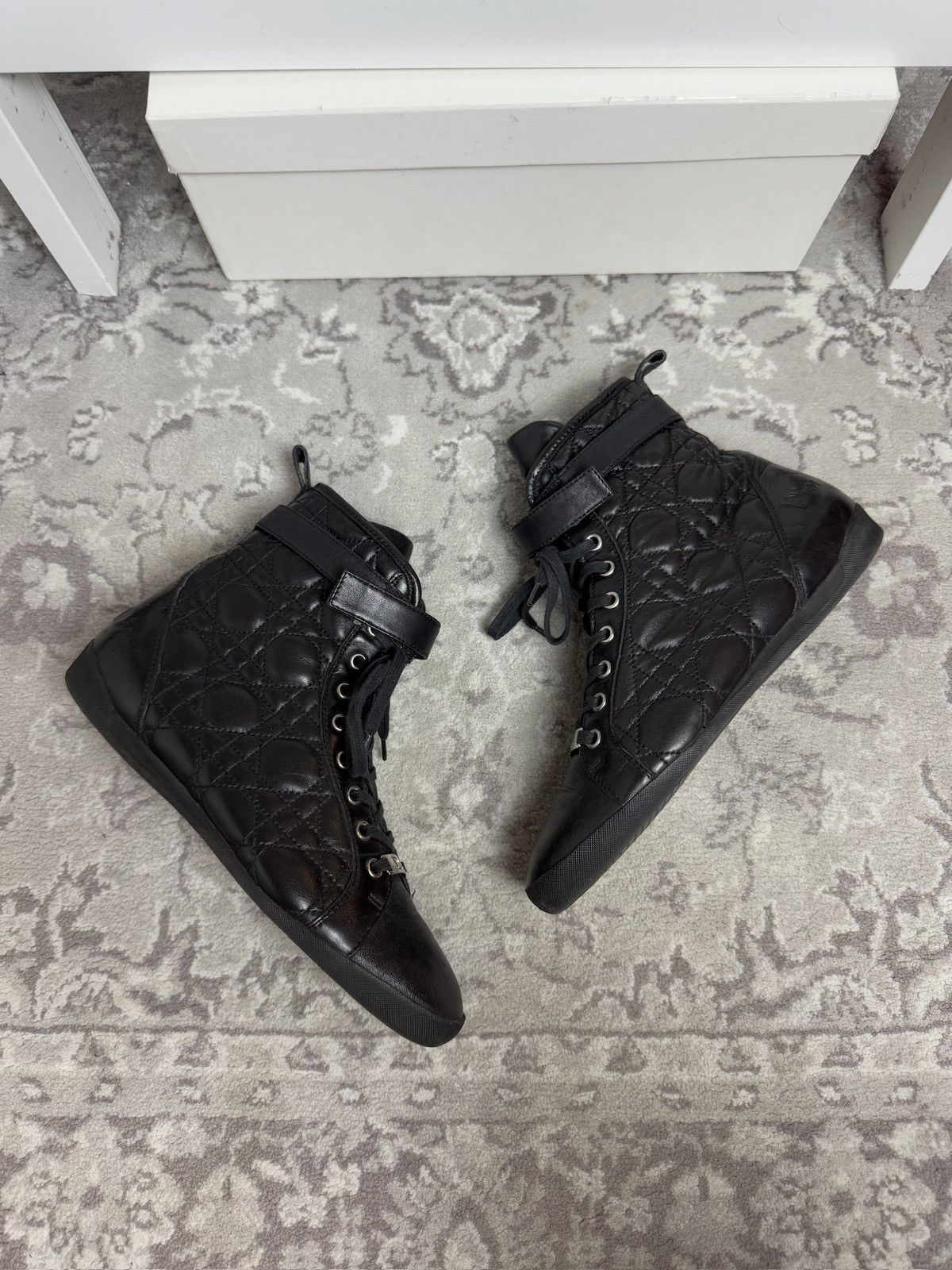 Dior × John Galliano Vintage y2k Dior leather high top boxing moto biker shoes Size US 6 / IT 36 - 1 Thumbnail
