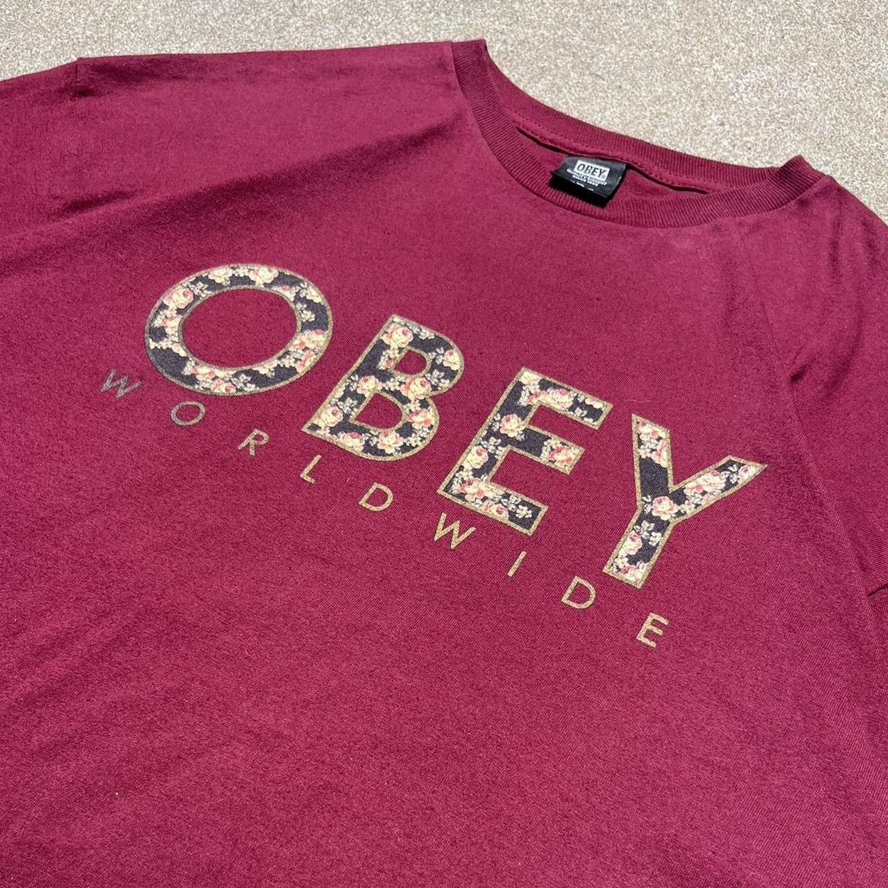 Obey × Vintage Vintage Obey Floral Letter Tee XL Y2K Streetwear Size US XL / EU 56 / 4 - 1 Thumbnail