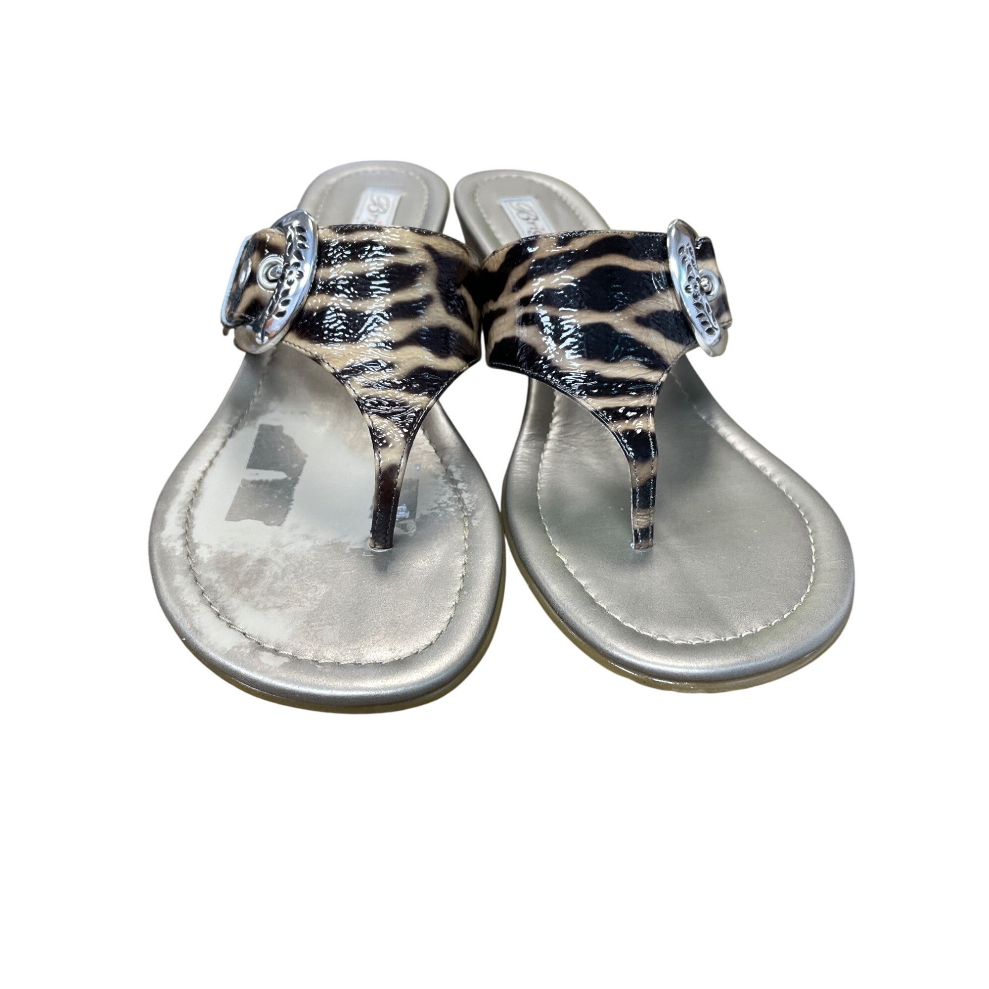 Brighton Brighton Womens Zebra Print Patent Leather Thong Sandals SZ Size US 8.5 / IT 38.5 - 5 Thumbnail