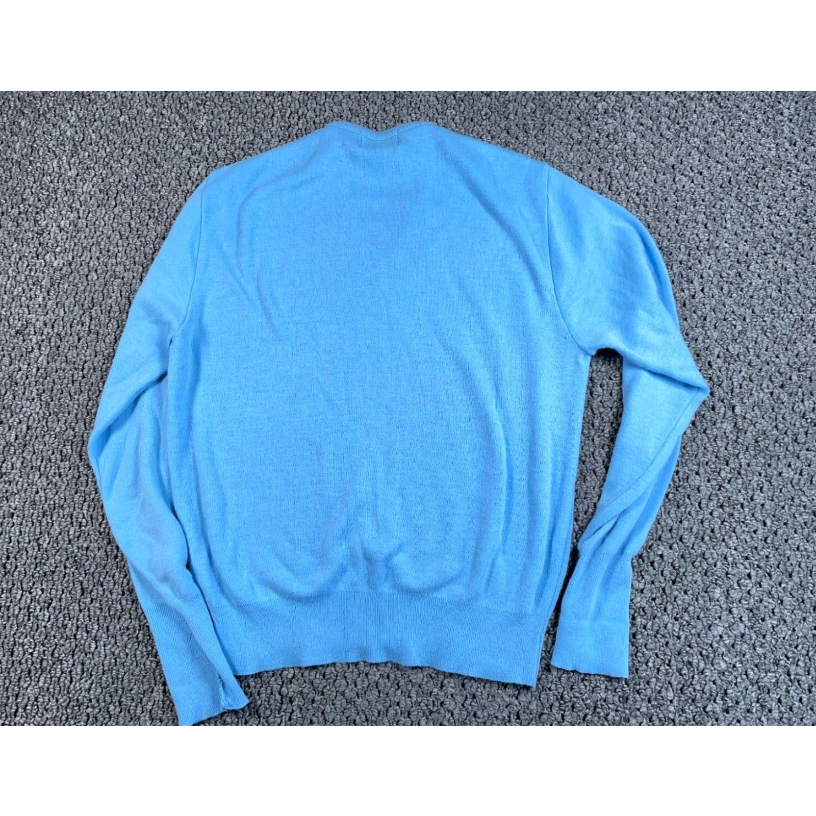 Vintage VINTAGE 80s Preppy Men's Large Blue V-Neck Lightweight Knit Sweater Pullover Mens Size US L / EU 52-54 / 3 - 2 Thumbnail