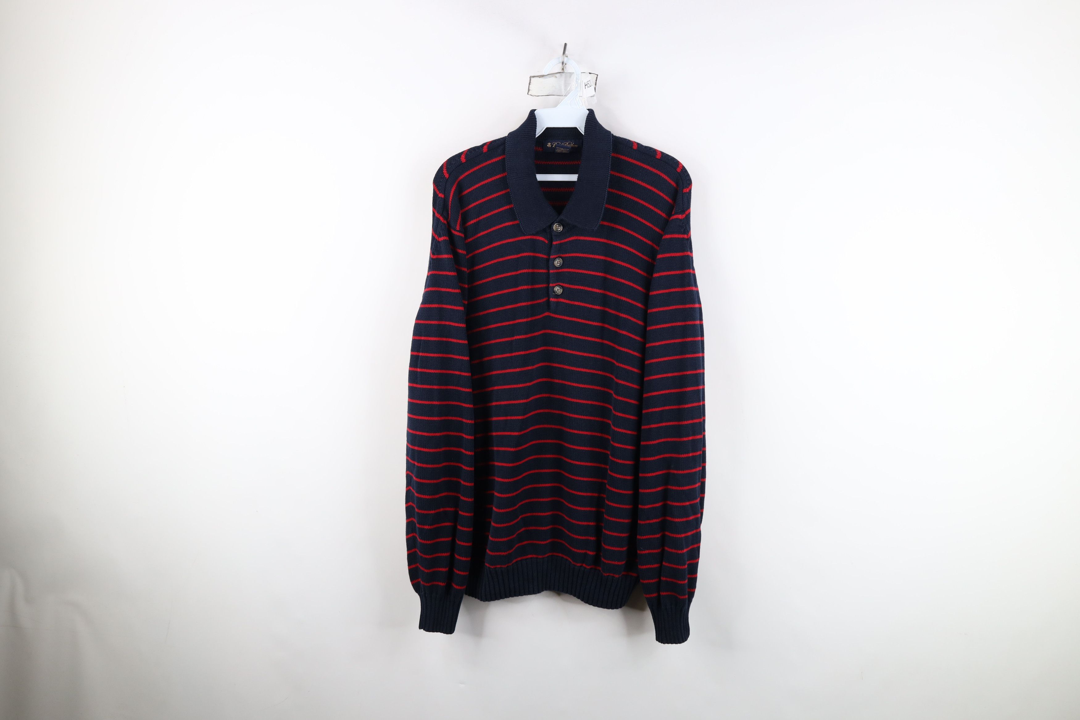 Brooks Brothers Vintage 90s Brooks Brothers Knit Striped Collared Sweater Size US L / EU 52-54 / 3 - 1 Thumbnail