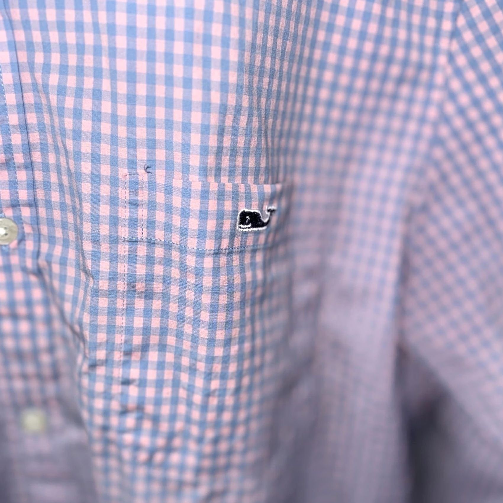 Vineyard Vines Vineyard Vines Shirt Mens Large Blue Pink Gingham Check Slim Fit Tucker Stretch Size US L / EU 52-54 / 3 - 4 Thumbnail