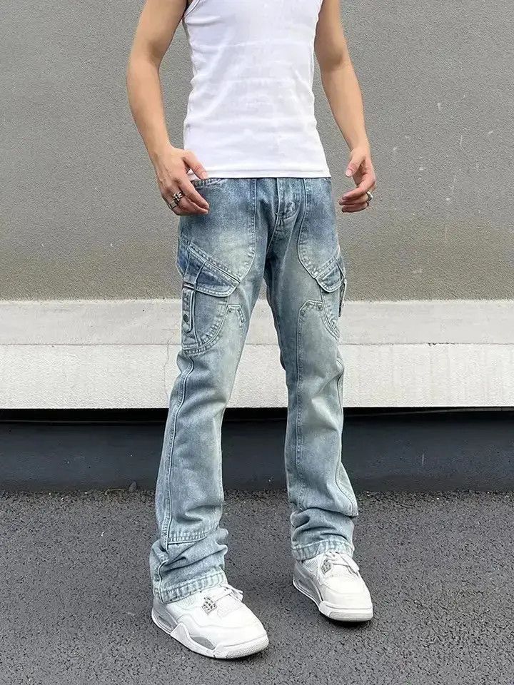 Japanese Brand Ripped Jeans for Men Street Slim Blue Size US 30 / EU 46 - 5 Thumbnail