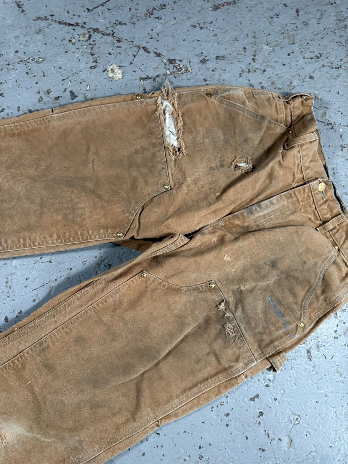 Carhartt Thrashed Distressed Faded Carhartt Double Knees Pants Size US 30 / EU 46 - 3 Thumbnail