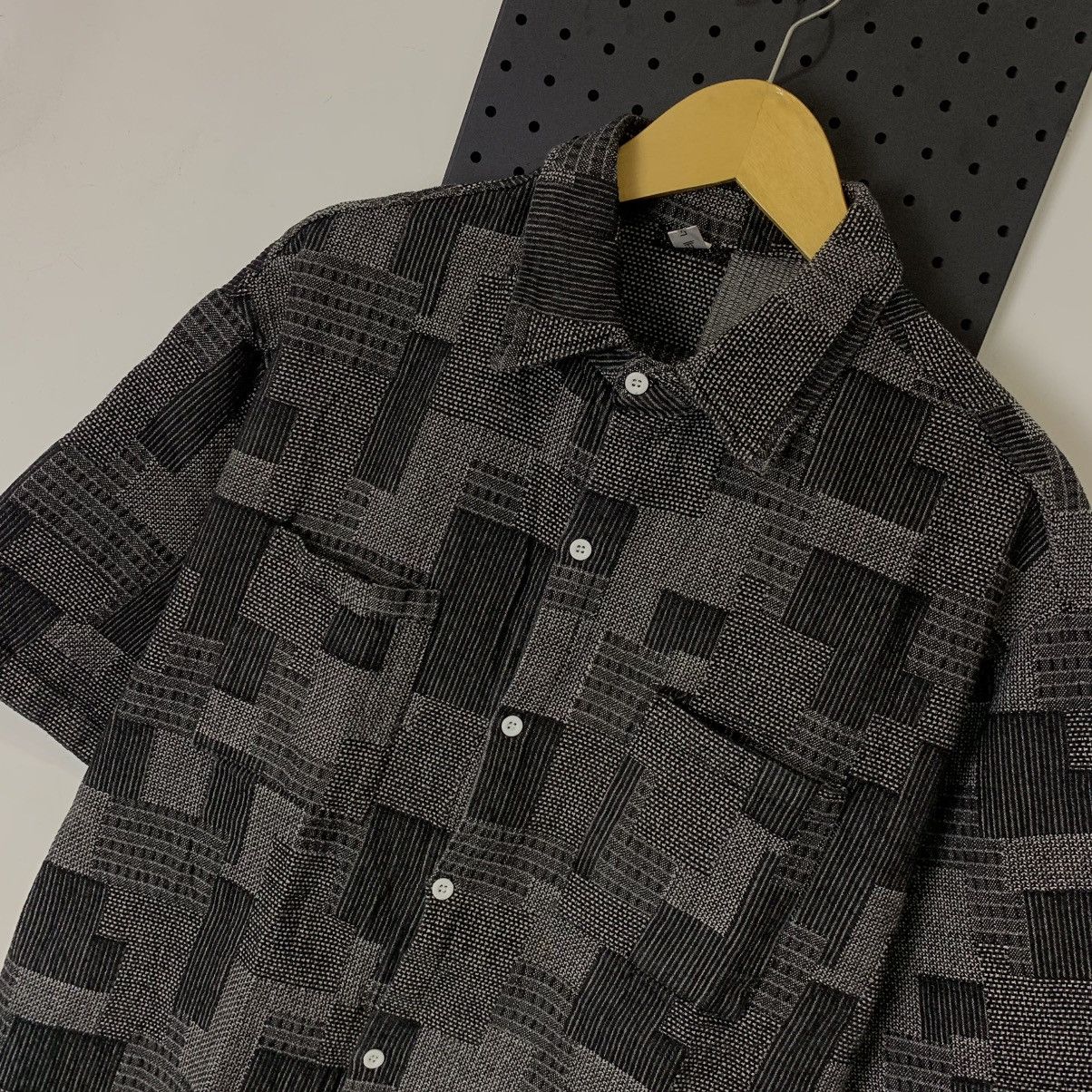 Japanese Brand Pattern patchwork grey black shortsleeve shirt Size US L / EU 52-54 / 3 - 4 Thumbnail