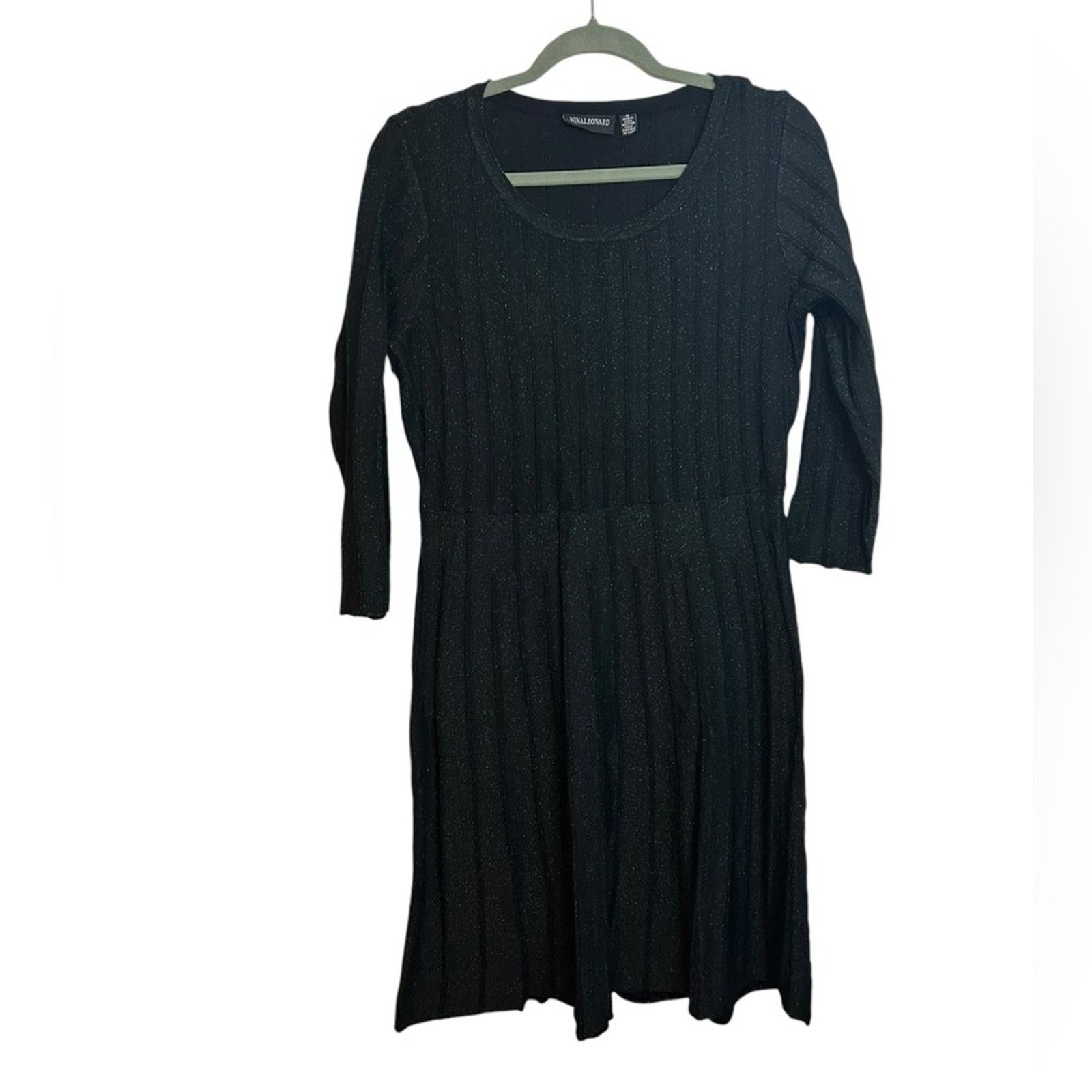 Other Nina Leonard Ribbed Green Metallic Sweater Dress Size M / US 6-8 / IT 42-44 - 1 Thumbnail