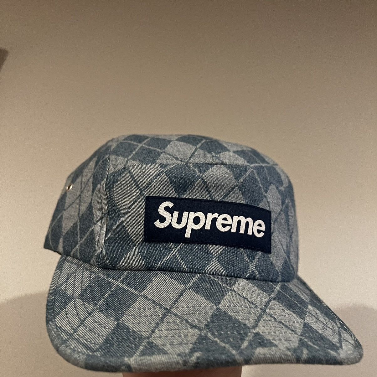 Supreme Supreme Denim Argyle Camp Cap Size ONE SIZE - 18 Thumbnail