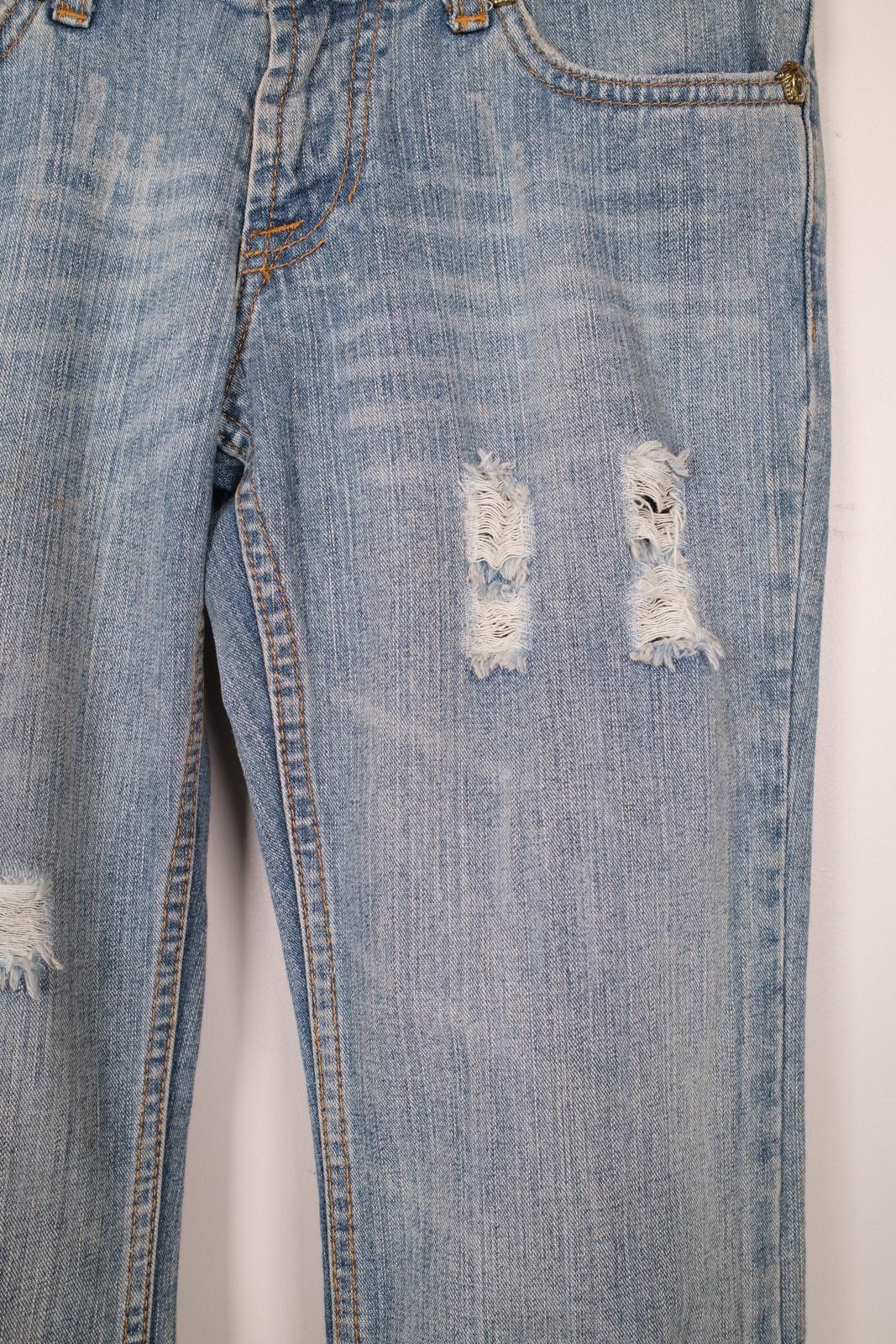 Versace Jeans Couture 90's Versace Jeans Couture Distressed Logo Straight-Leg Jean Size 28" / US 6 / IT 42 - 5 Thumbnail