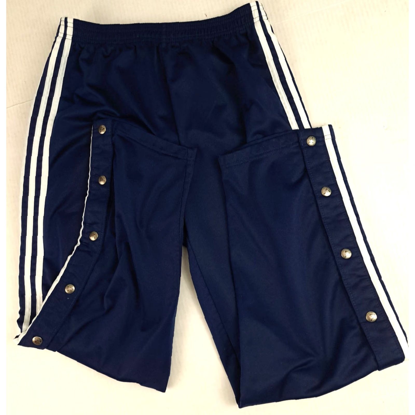 Adidas VINTAGE adidas Full Button Side Fleece 3 Stripe Track Pants USA Made Medium 30 in Blue Unisex Adults Pants 80s Size US 31 - 3 Thumbnail