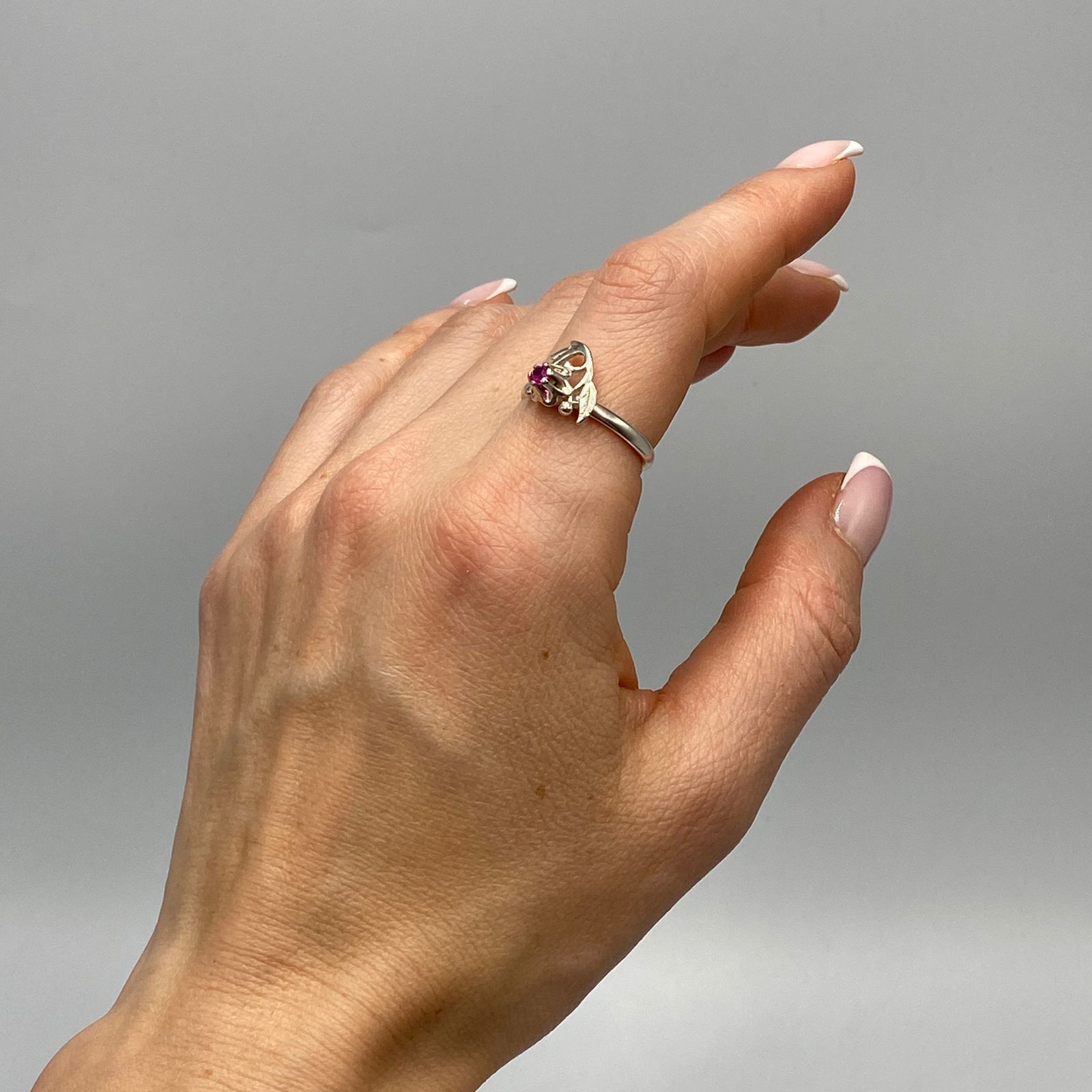 Sterling Silver Vintage Soviet 925 Sterling Silver Ruby Ring Size 8.5 Size ONE SIZE - 2 Thumbnail