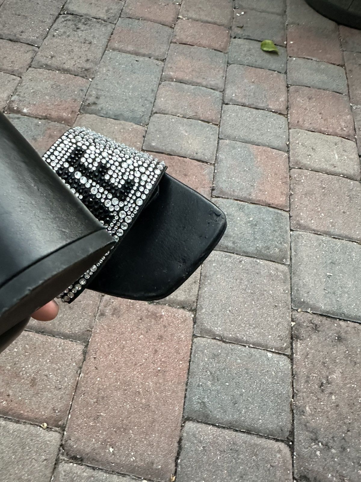 Love Moschino Love Moschino Rhinestone Black Leather Mules Size US 9 / IT 39 - 7 Thumbnail