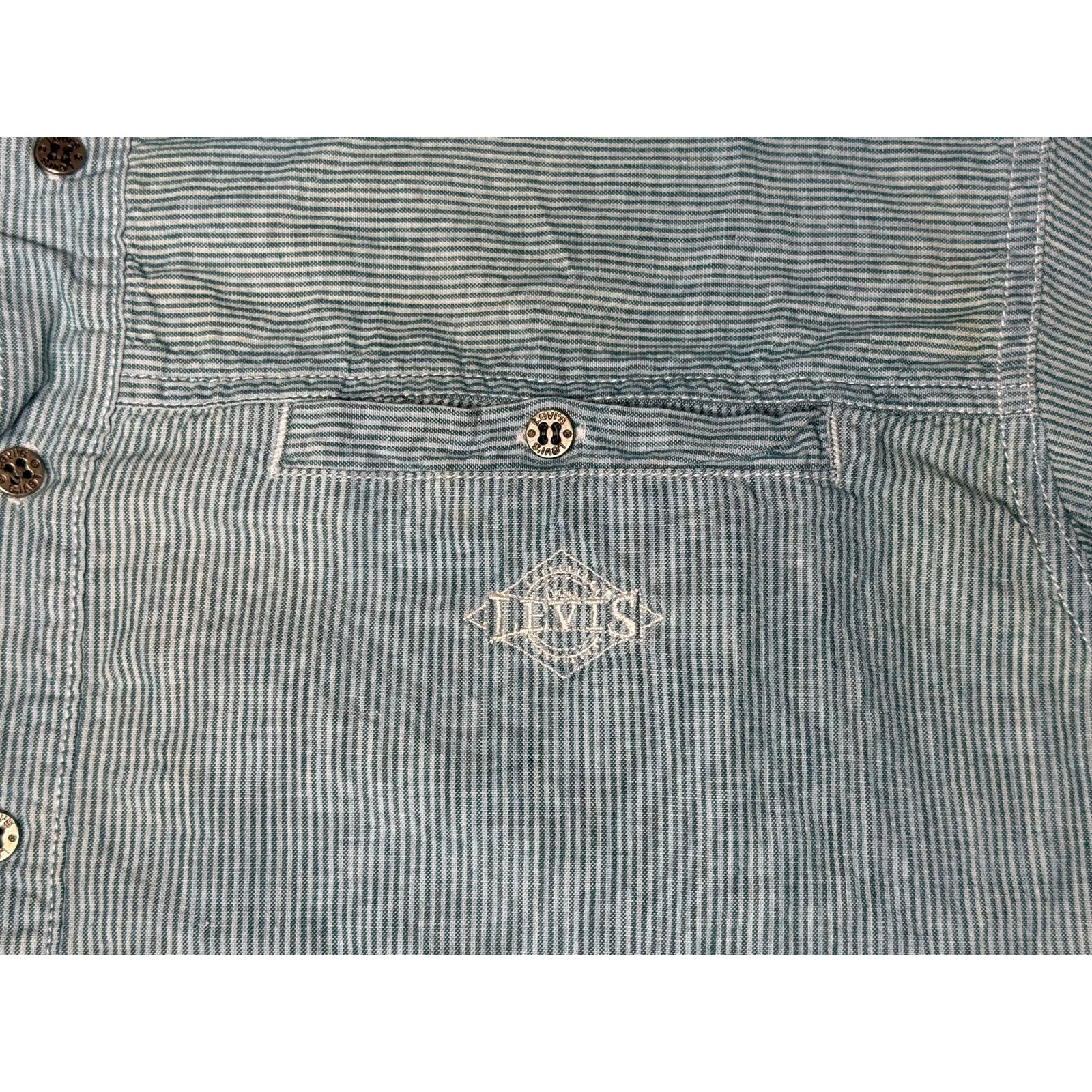 Levi's × Vintage Vintage 90s Levi’s Real Indigo Pinstripe Button Up Shirt M Size US M / EU 48-50 / 2 - 5 Thumbnail