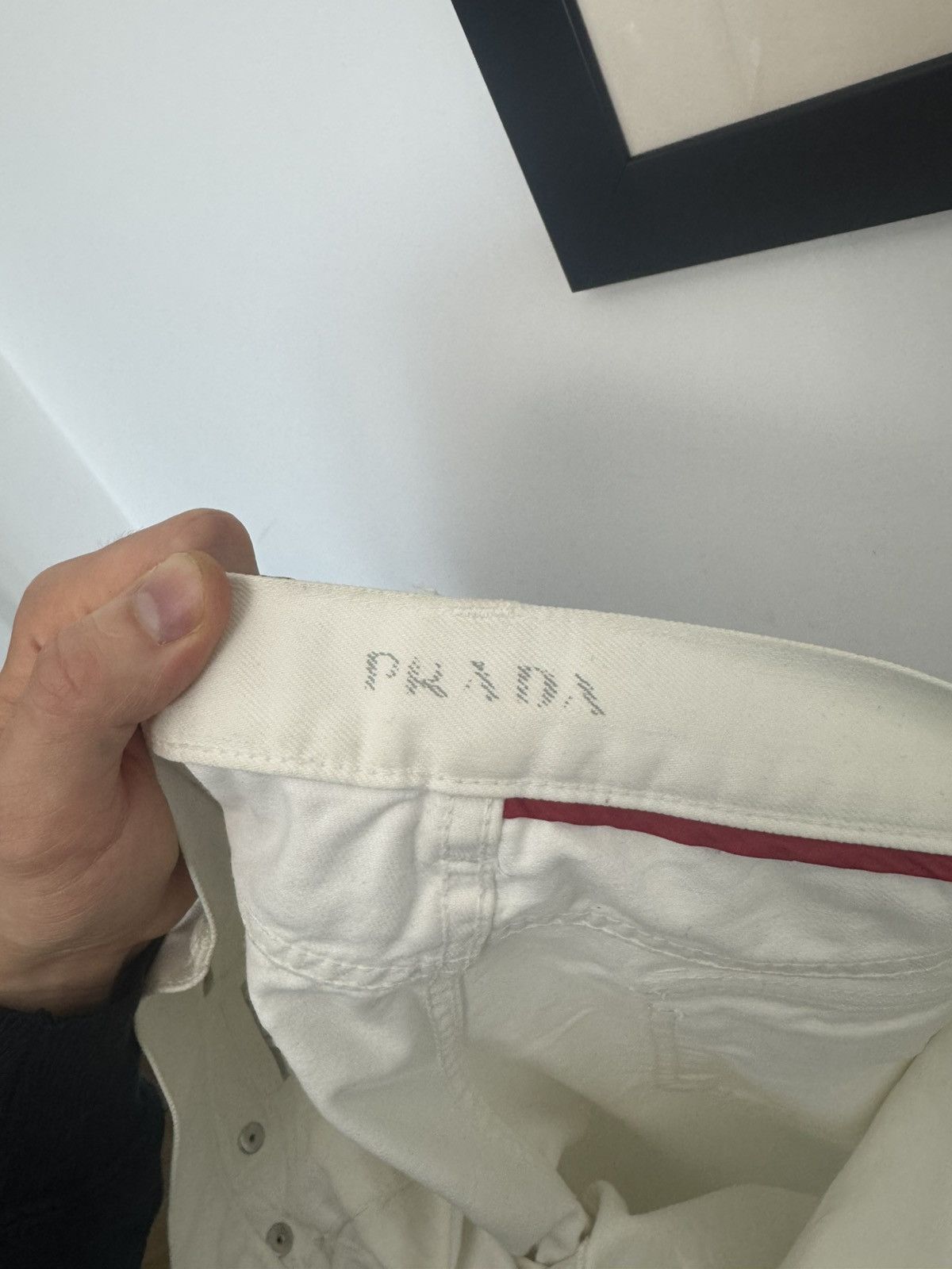 Prada Vintage Women Denim Pant Luxury Rare Hype 3/4 White