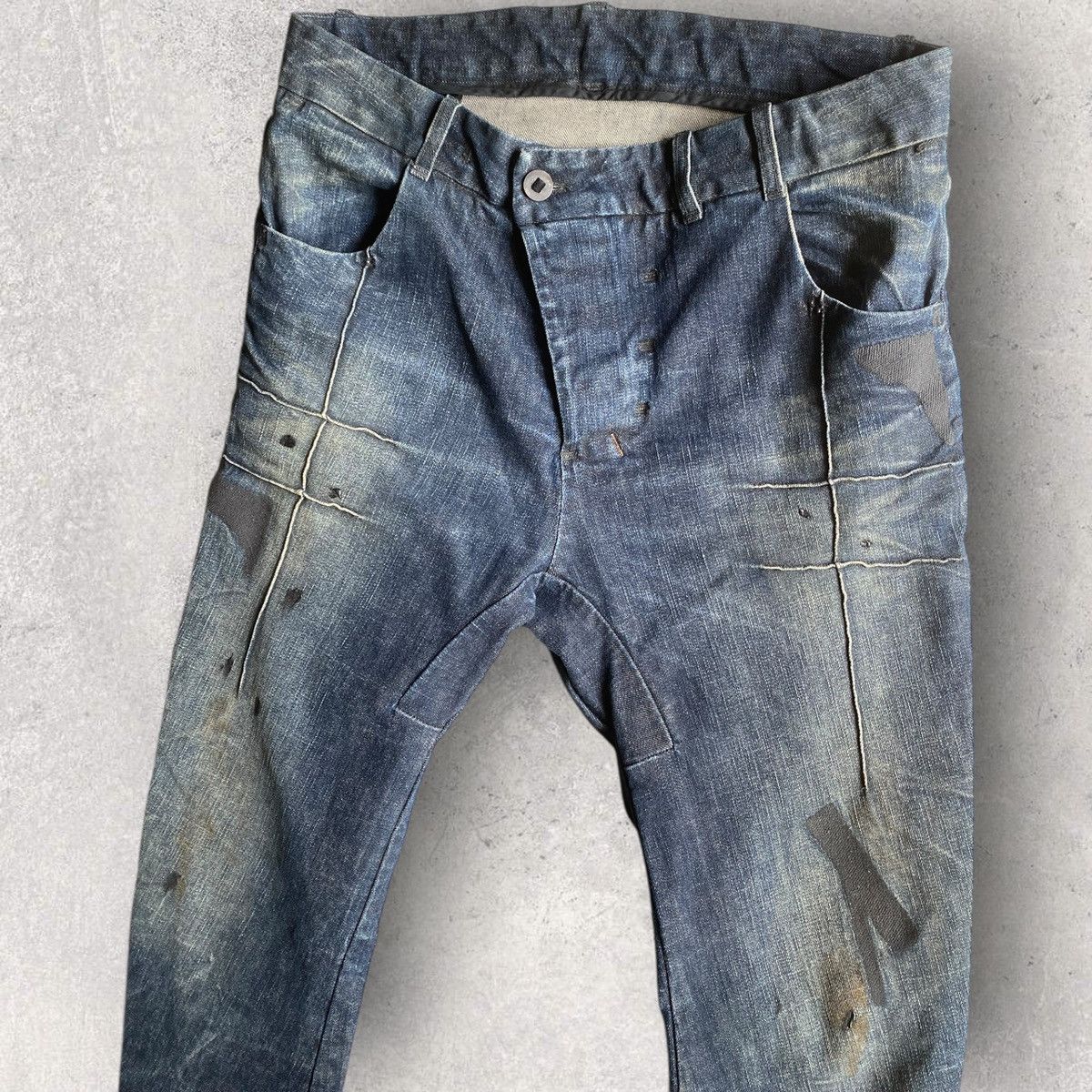Boris Bidjan Saberi AW21 P13 Tight Fit Dirty Dark Denim Size US 34 / EU 50 - 4 Thumbnail