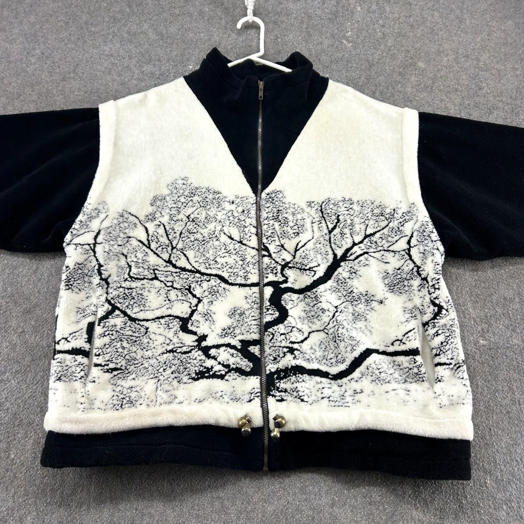 Vintage VINTAGE Denali Jacket Women 3X Black White Fleece Full Zip Nature Theme Bomber Jacket 90s Womens Size XXL / US 16-18 / IT 52-54 - 4 Thumbnail