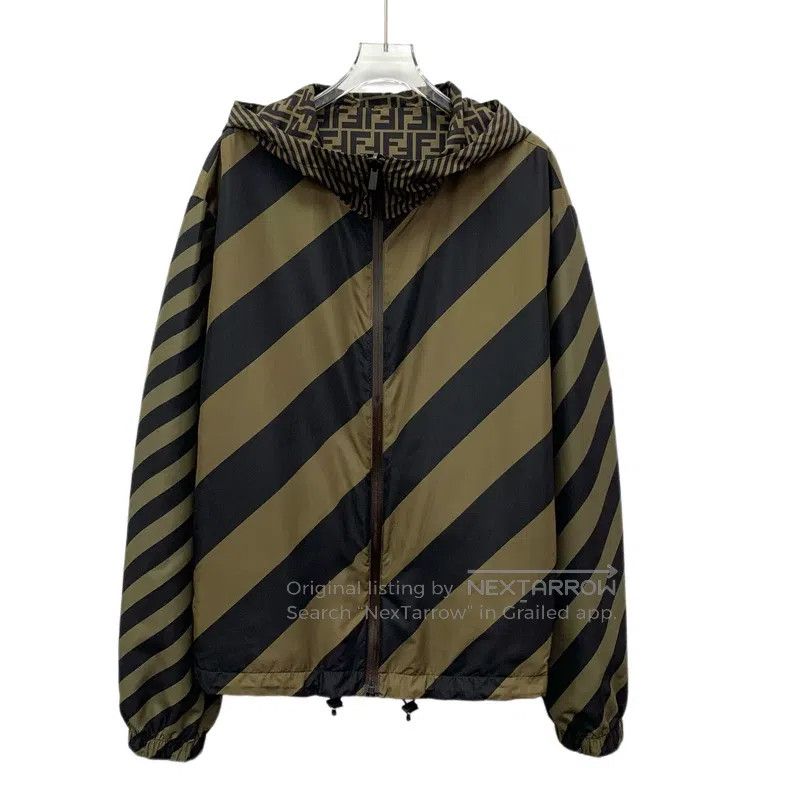 Fendi Fendi 23 model dark brown logo all-over print slanted stri Size US L / EU 52-54 / 3 - 1 Thumbnail