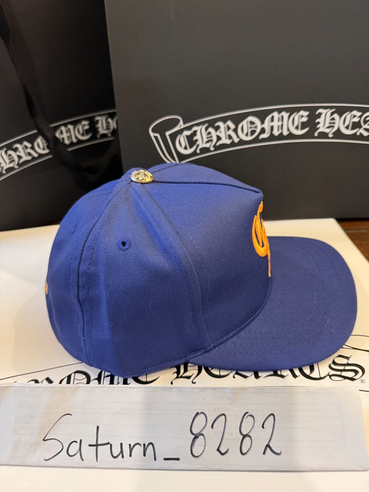 Chrome hearts hat ch baseball 5 panel blue gold