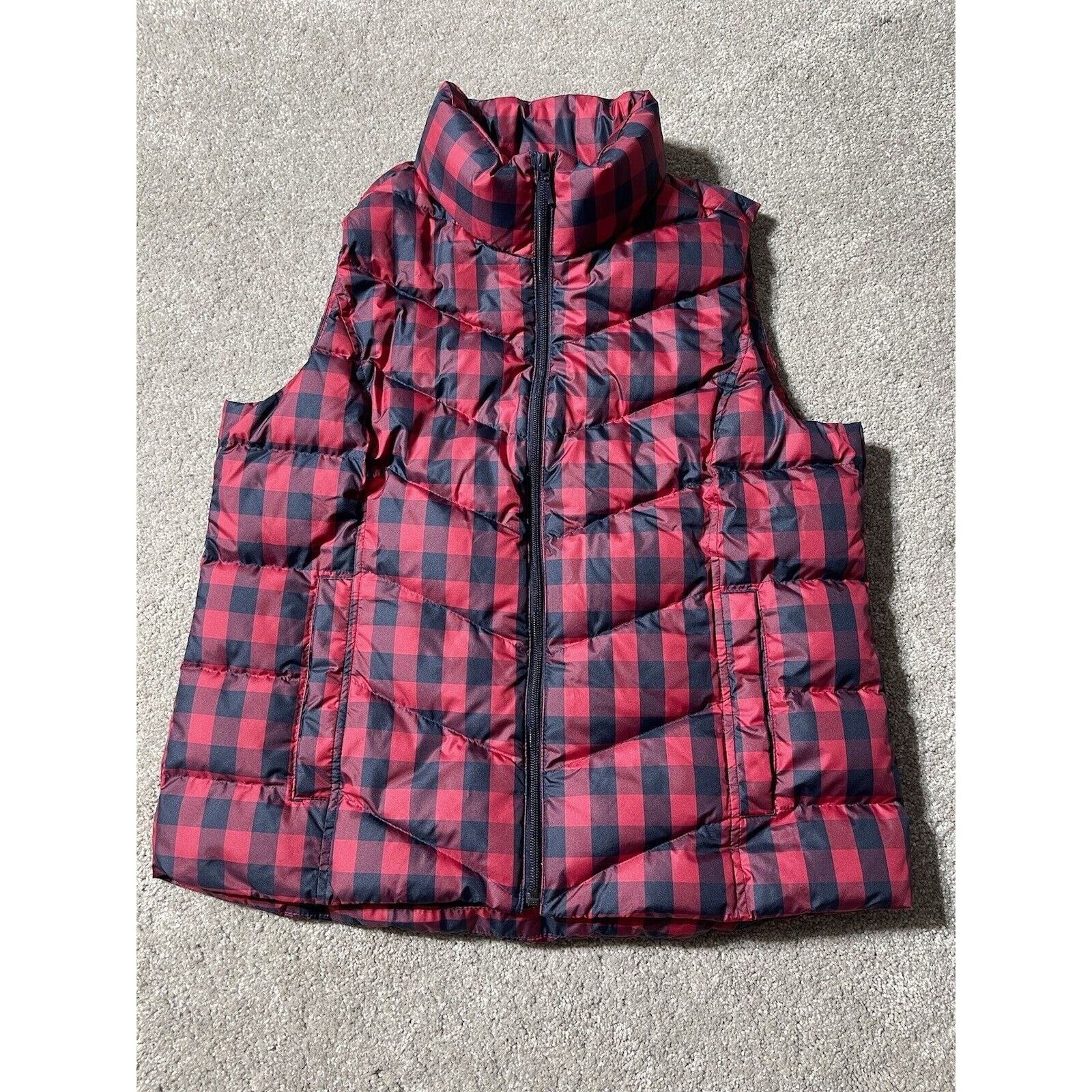 Lands' End Lands End Vest Women Med Plaid Puffer Down Red Buffalo Check Size M / US 6-8 / IT 42-44 - 1 Thumbnail