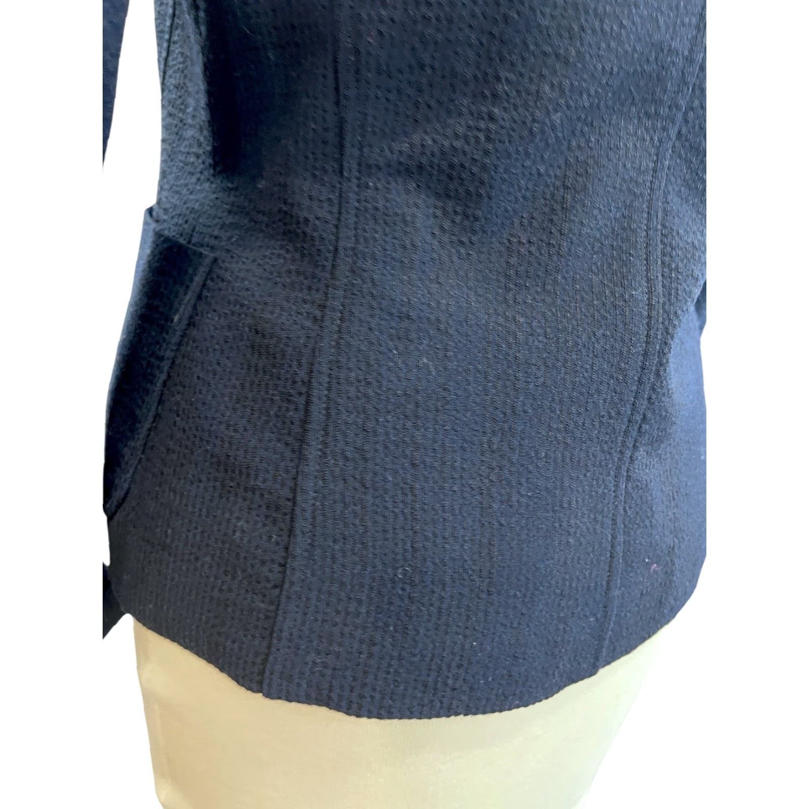 Vintage Garfield & Marks Women's Navy Blue Textured Jacket Asymmetrical Button Size 0 Size XS / US 0-2 / IT 36-38 - 7 Thumbnail