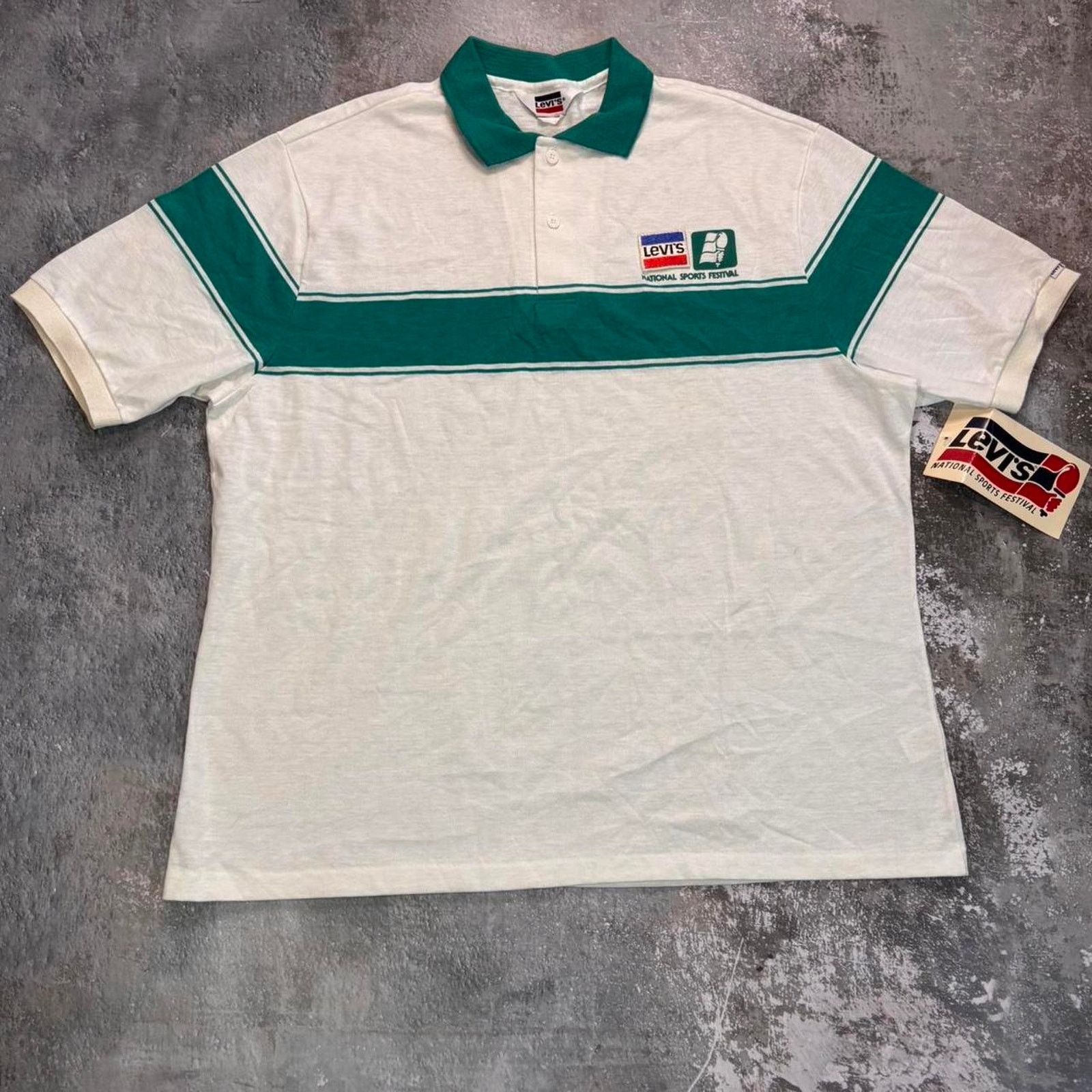 Levi's × Vintage Vintage 80s Levis National Sports Festival Polo Shirt! 3XL Size US XXL / EU 58 / 5 - 1 Thumbnail
