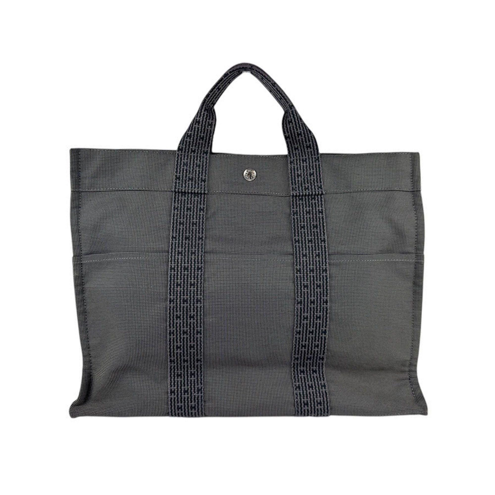 Hermes Handbag Tote Bag Air Line Canvas Dark Gray Silver Men's Women's Z4893 in Grey