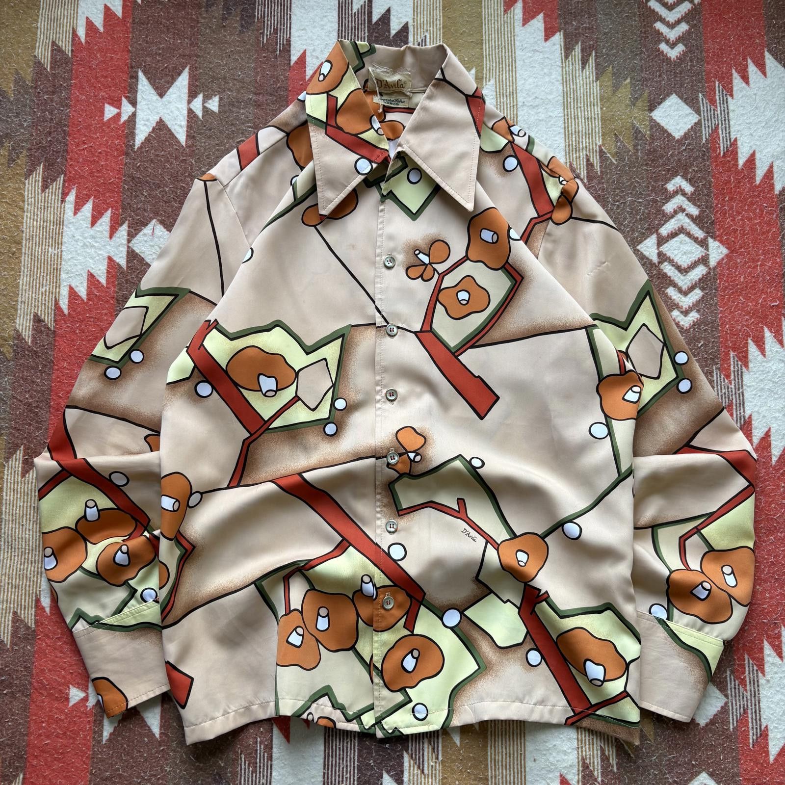 Vintage Vintage 60s 70s D’Avila Abstract Mushroom Button Up Shirt Size US L / EU 52-54 / 3 - 1 Thumbnail