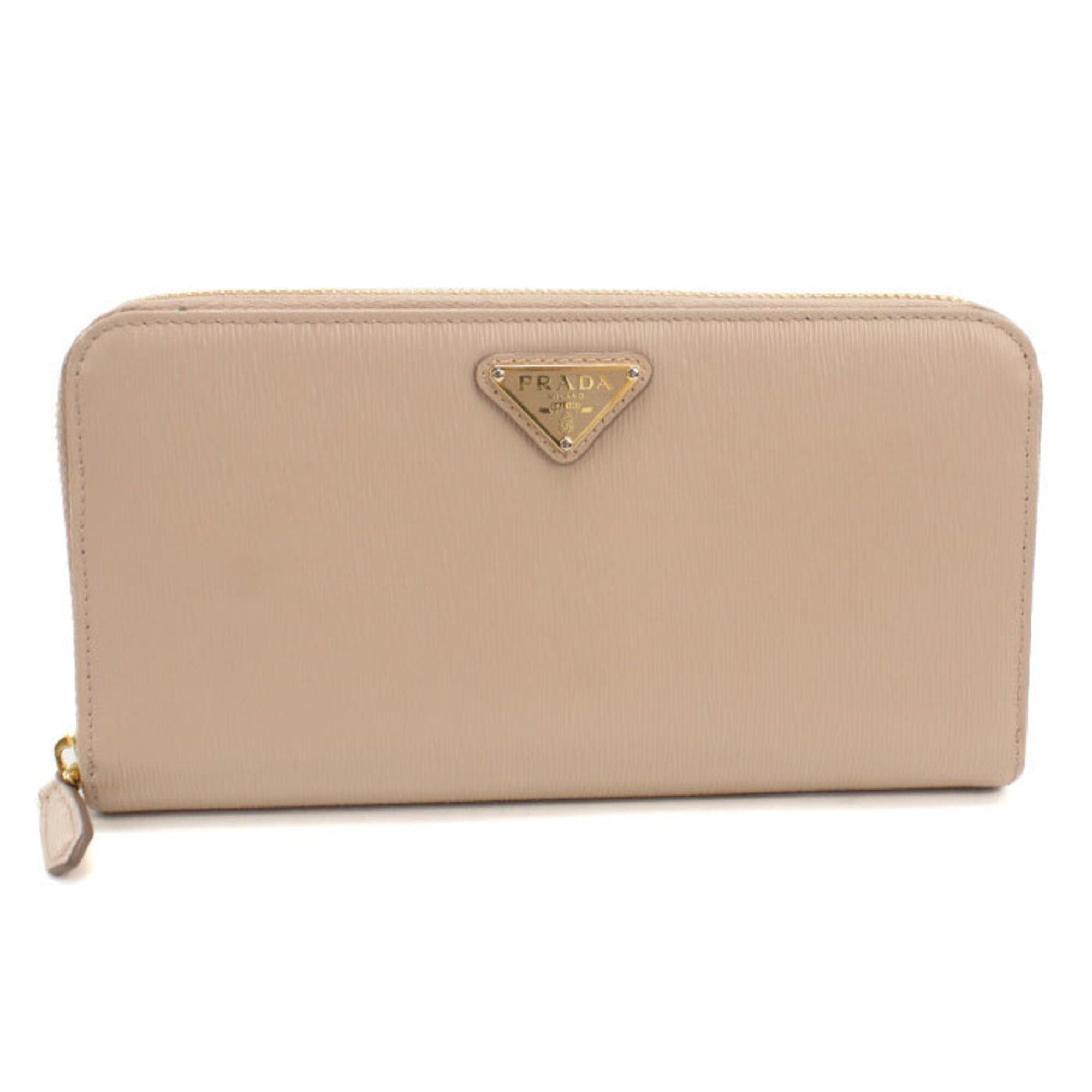 Prada Prada Long Wallet, Round Zipper, 1ML506, Women's, Beige Size ONE SIZE - 1 Thumbnail