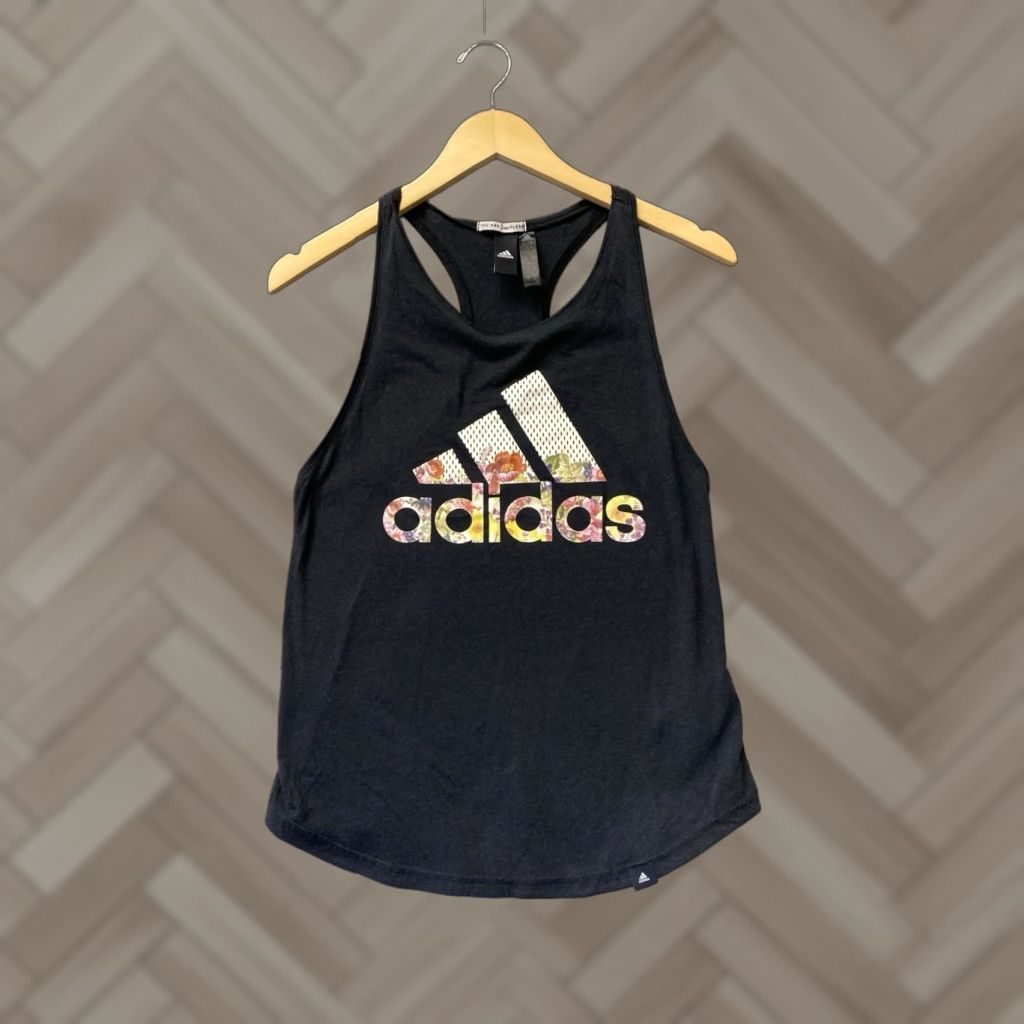 Adidas Adidas Tank Top Womens S Black Floral Logo Racerback Graphic Active Gym /142-35 Size S / US 4 / IT 40 - 1 Thumbnail
