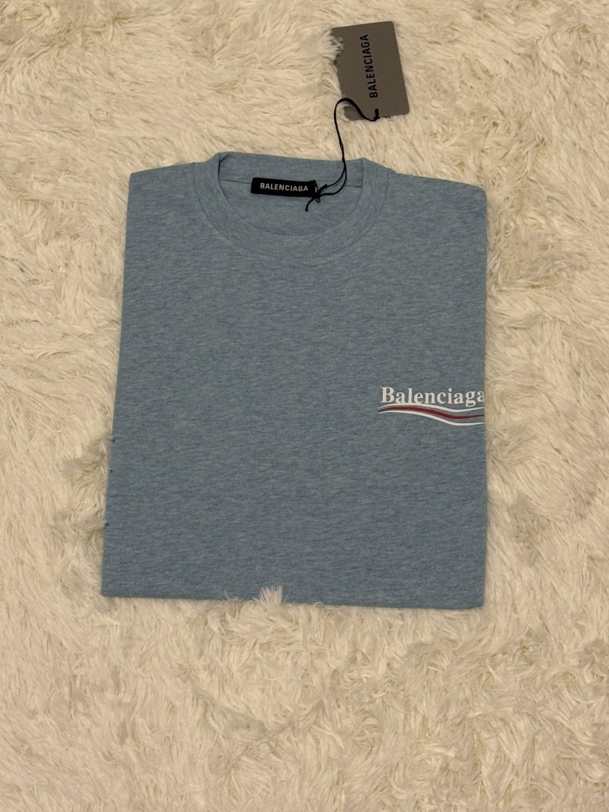 Balenciaga Balenciaga sky blue t shirt Size US XXS / EU 40 - 1 Thumbnail