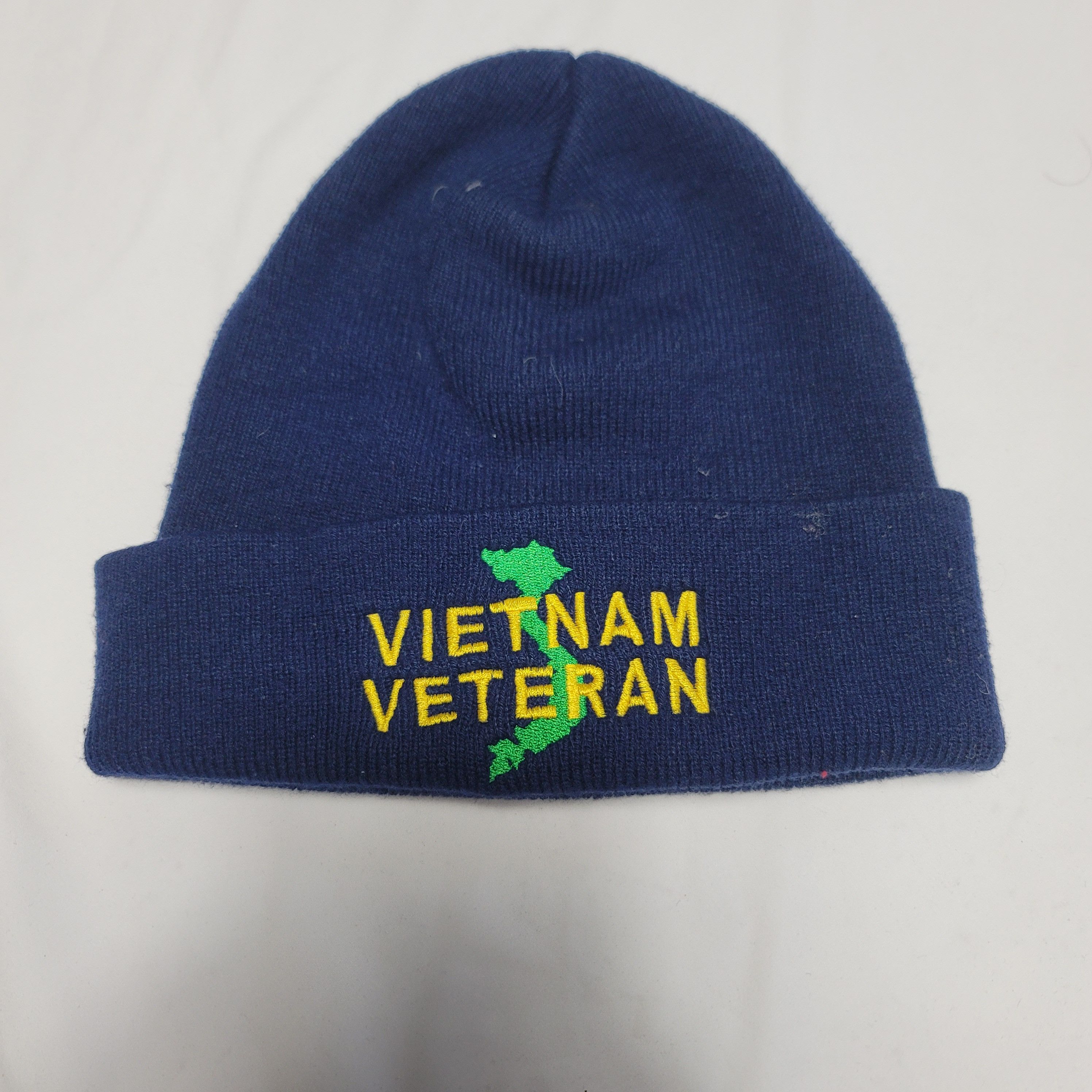 Designer Vintage Vietnam Veteran Navy Blue Knit Beanie Size ONE SIZE - 1 Thumbnail