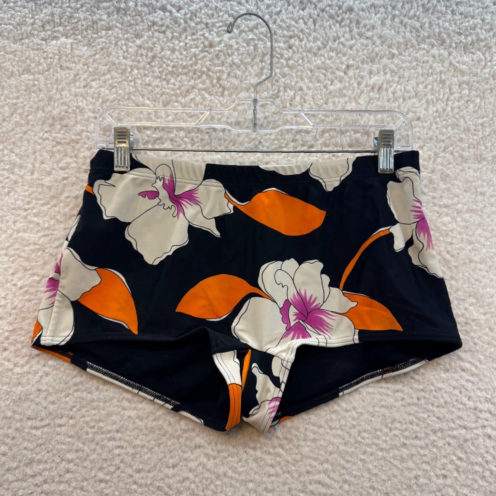 Vintage VINTAGE Swim Shorts 10 Large Black Orange Floral Swimsuit Bathing Suit Size 32" / US 10 / IT 46 - 2 Thumbnail