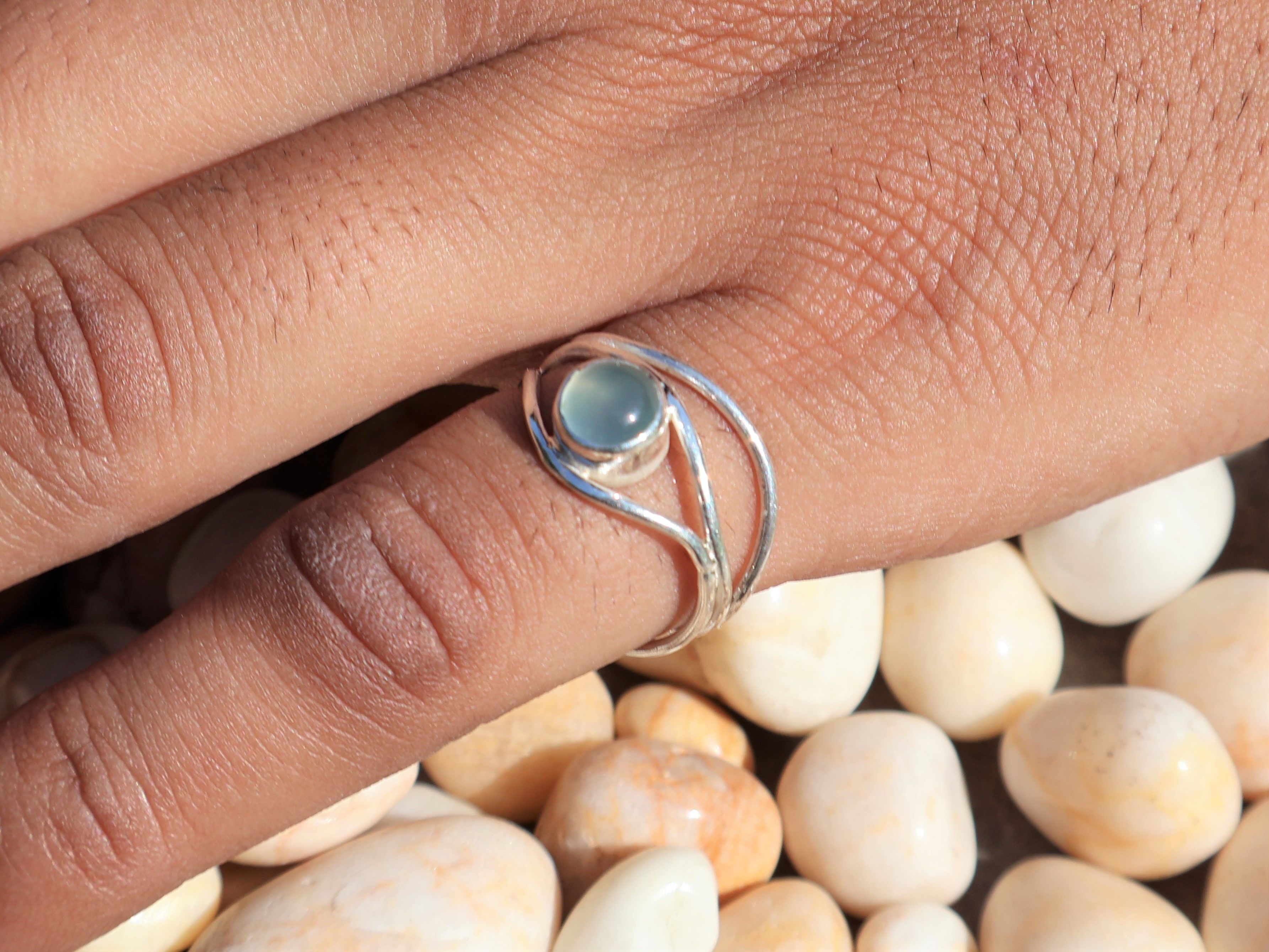 Handmade Aqua Chalcedony Ring, Sterling Silver Handmade Women Ring, Size ONE SIZE - 9 Thumbnail