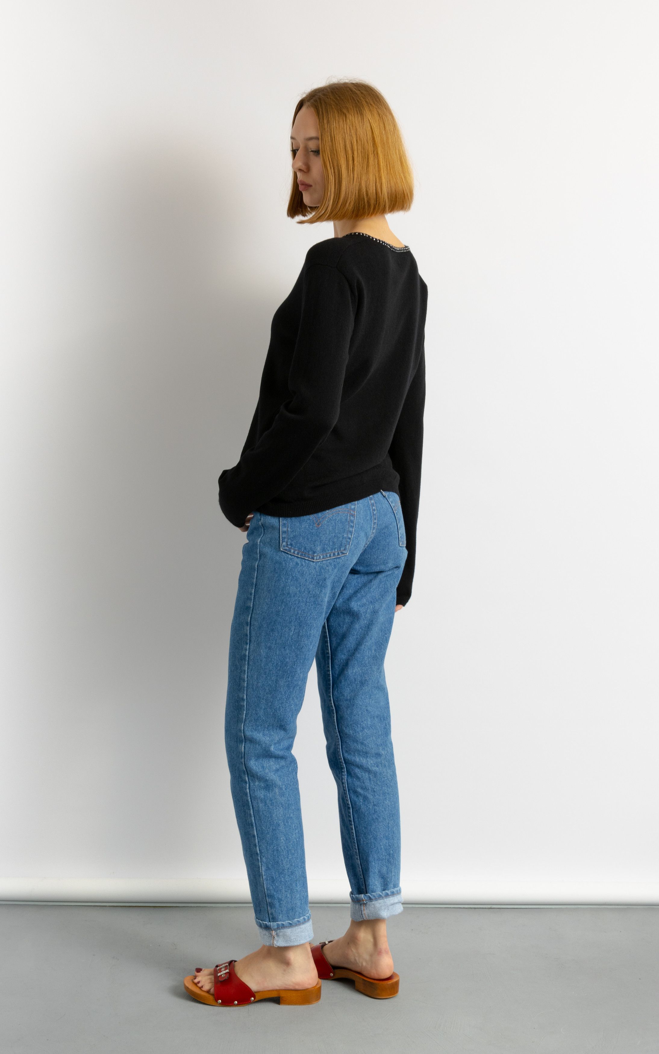 Vintage Black Casual Cashmere V neck Sweater Jumper size Medium 5599 Size M / US 6-8 / IT 42-44 - 6 Thumbnail
