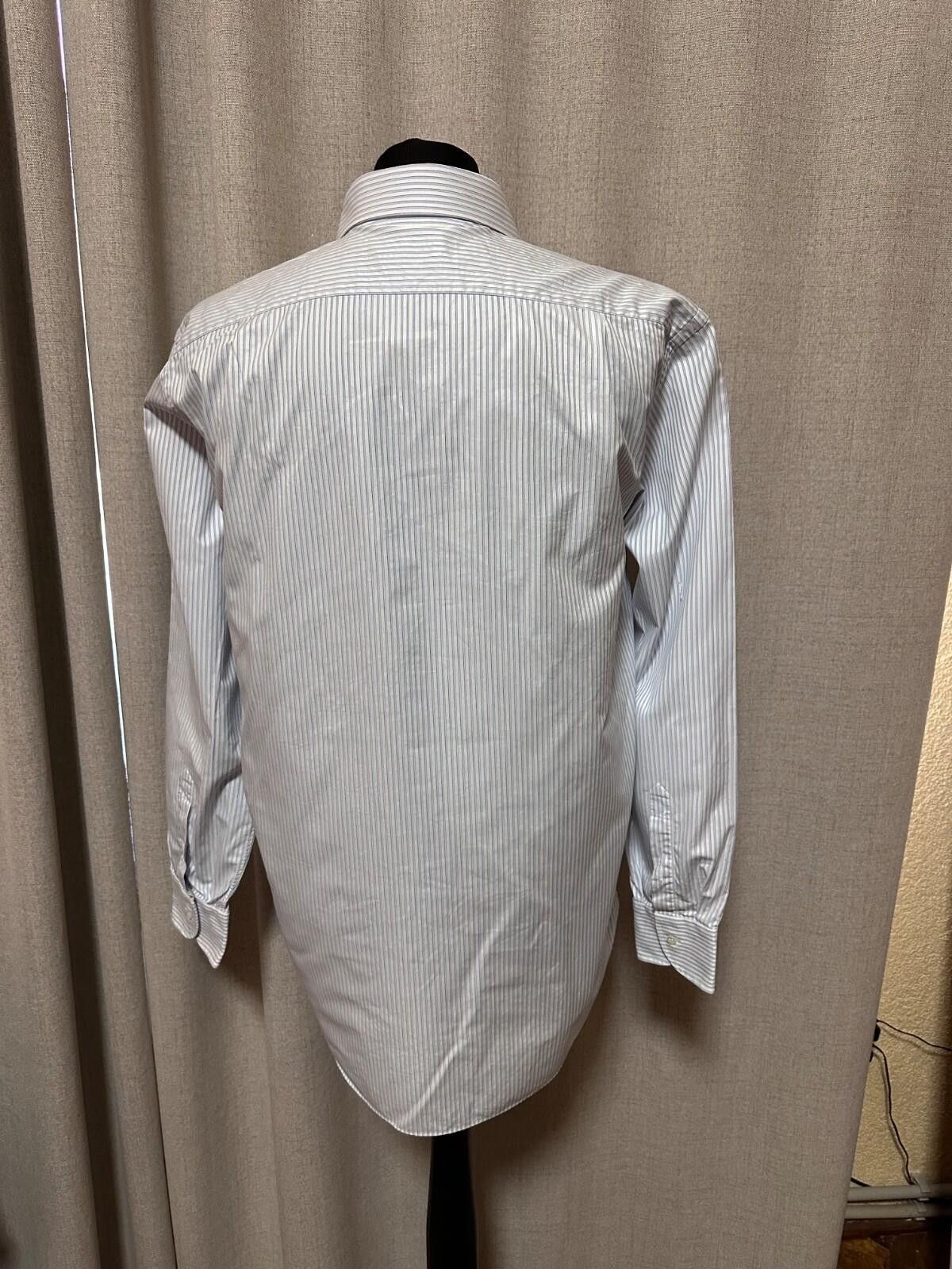 Brioni Brioni Men’s Dress Shirt Blue White Striped Button Italy 16 Size 42R - 6 Thumbnail