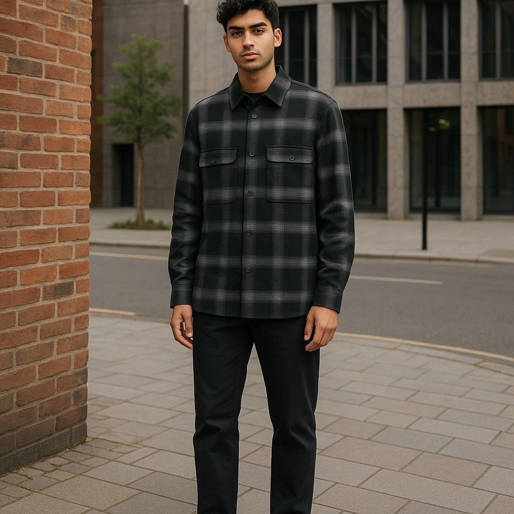 Calvin Klein TWILL FLEECE CHECK S Black Overshirt Snap Buttons 84935 Size US S / EU 44-46 / 1 - 4 Thumbnail
