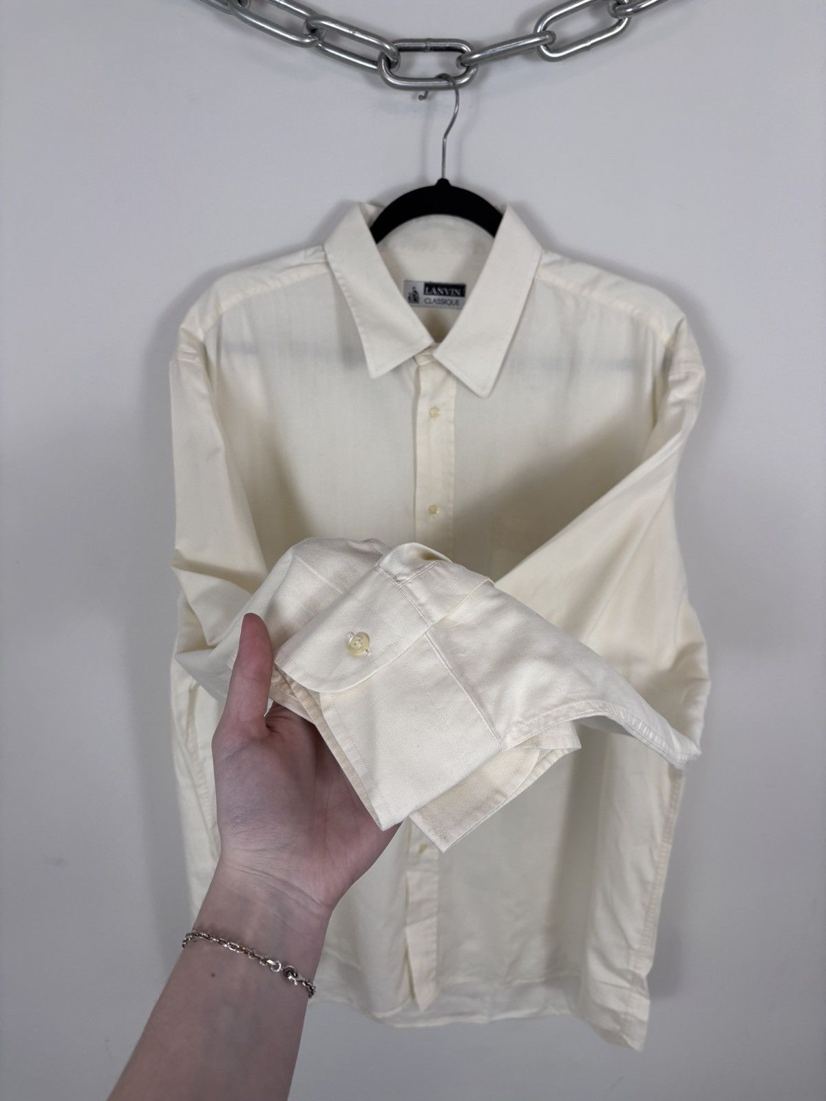 Lanvin Lanvin Classique Vintage Men’s Herringbone Button Up Shirt Size US XXL / EU 58 / 5 - 7 Thumbnail