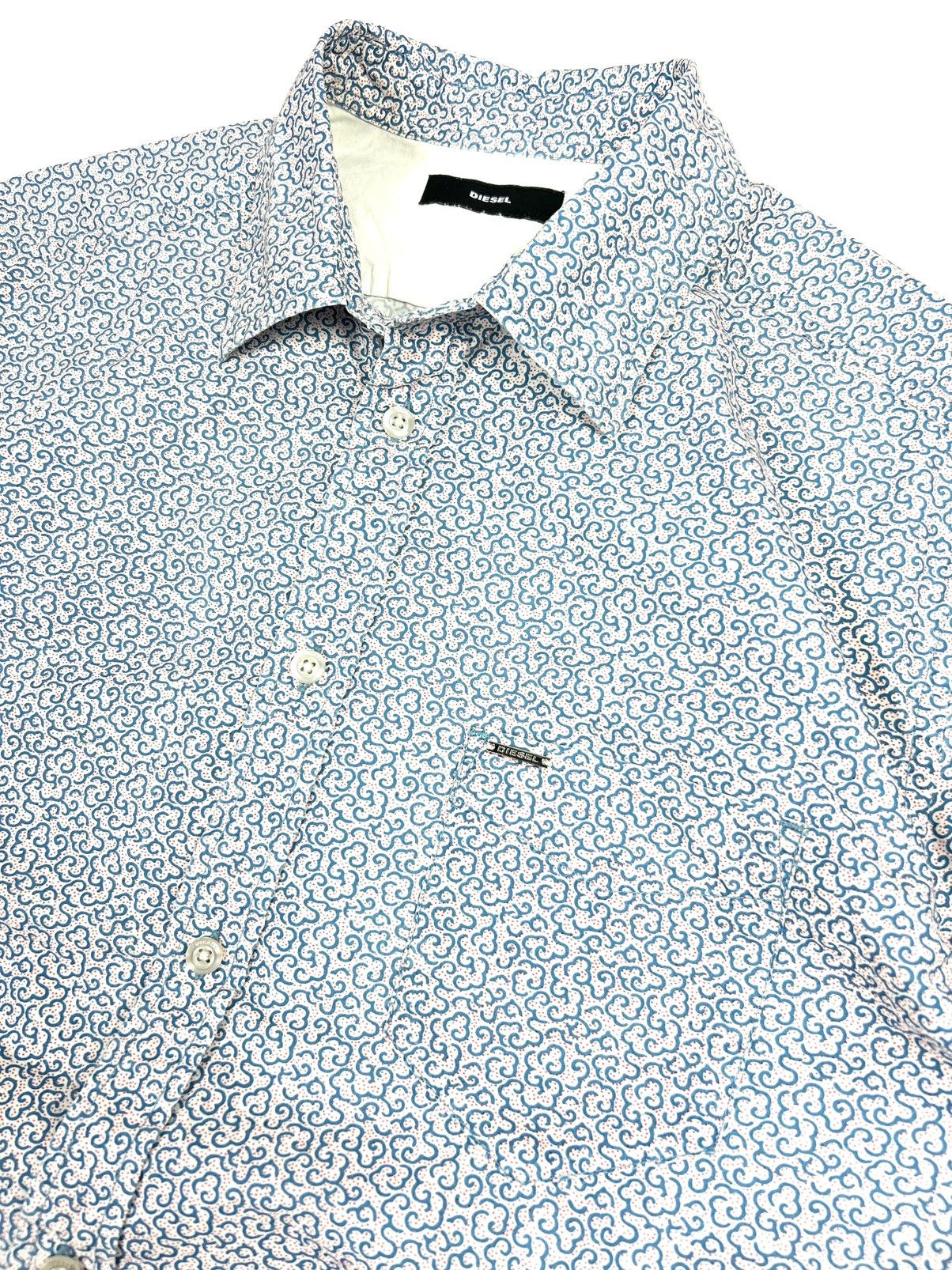 Diesel Diesel Button-Up Shirt Blue Abstract Cloud Print Vintage Xl Size US XL / EU 56 / 4 - 9 Thumbnail